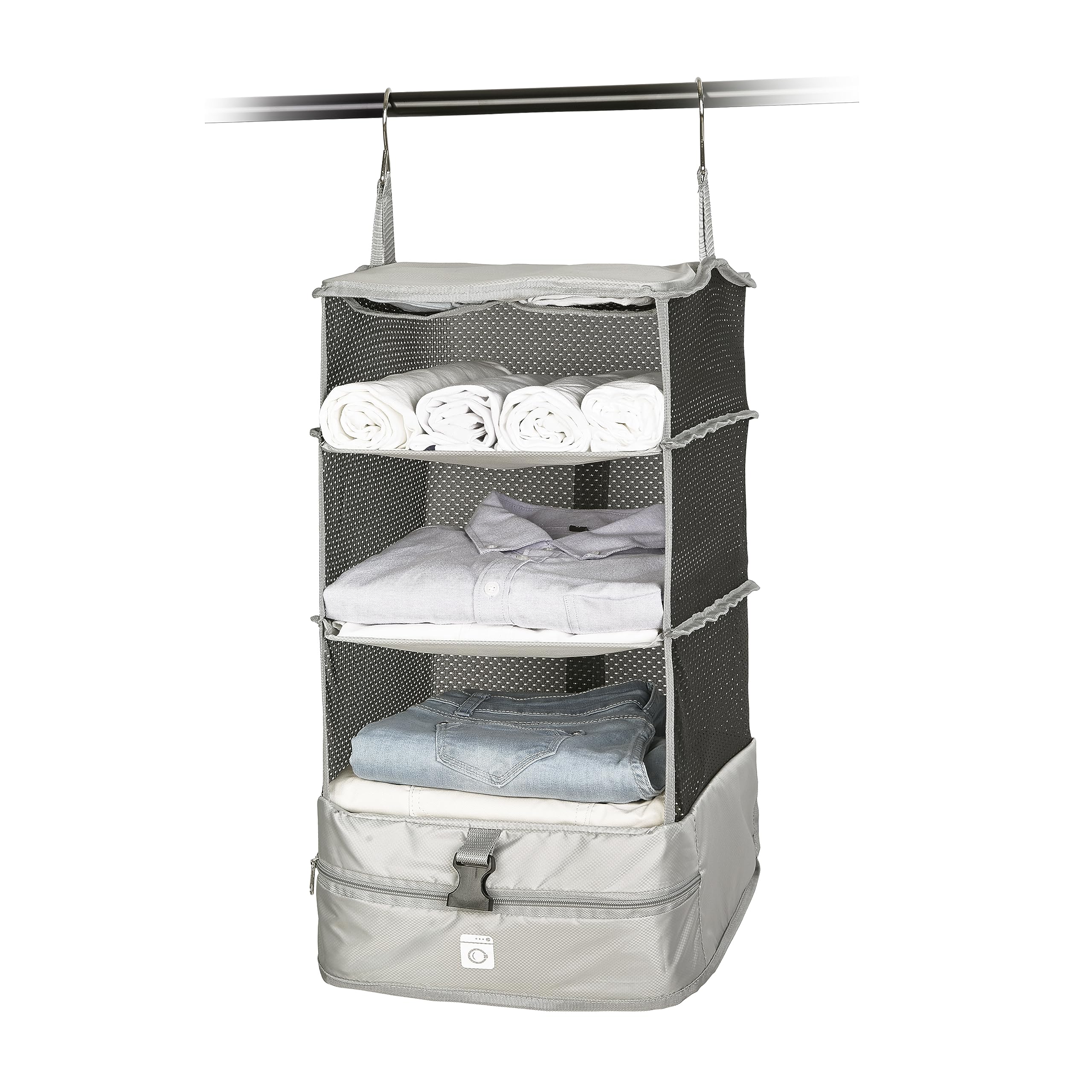 Collapsible Hanging Luggage Organizer with Shelves - Space-Saving Packing Cubes for Suitcases | Perfect Travel Organization System for Carry-On & Checked Bags | Ideal for Business Trips, Vacations & Weekend Getaways