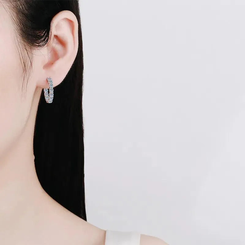 2.6ct D Color Moissanite Hoop Earrings for Women - 925 Sterling Silver Plated White Gold Wedding & Party Jewelry | Elegant Gift for Anniversary, Bridal Shower, Prom & Special Occasions