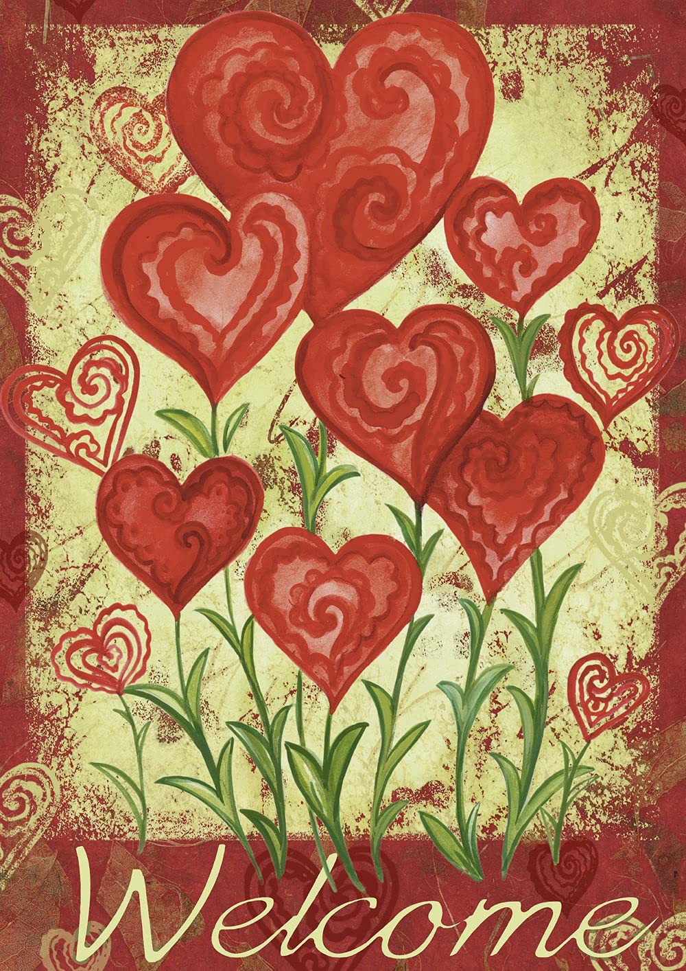 Toland Home Garden 102585 Double Sided Valentine's Day Garden Flag - 28x40 Inch Outdoor Yard Decoration with Heart Design - Perfect for Front Porch, Lawn, and Seasonal Holiday Decor