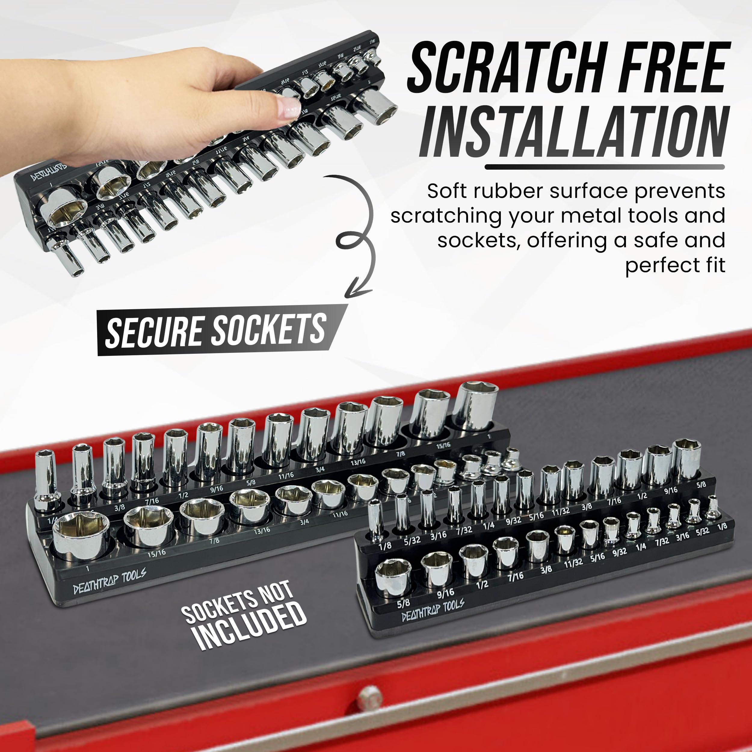 3-Pack Magnetic Socket Organizer Set - 1/4