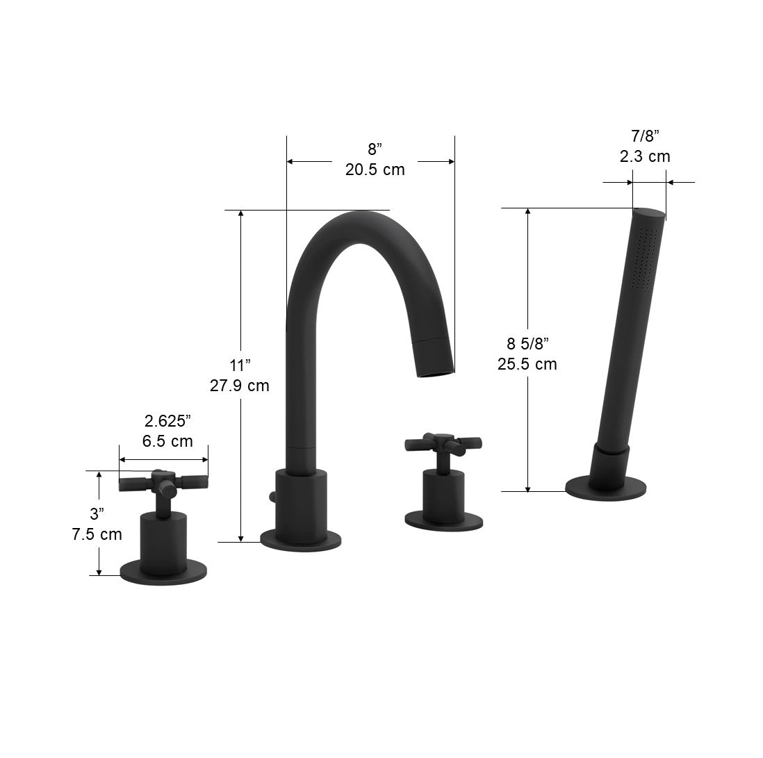 Prima 4 Color Series Matte Black Bathroom Tub Faucet - Modern Matte Finish Bathtub Water Tap for Bathroom Renovation & Spa Style Upgrade