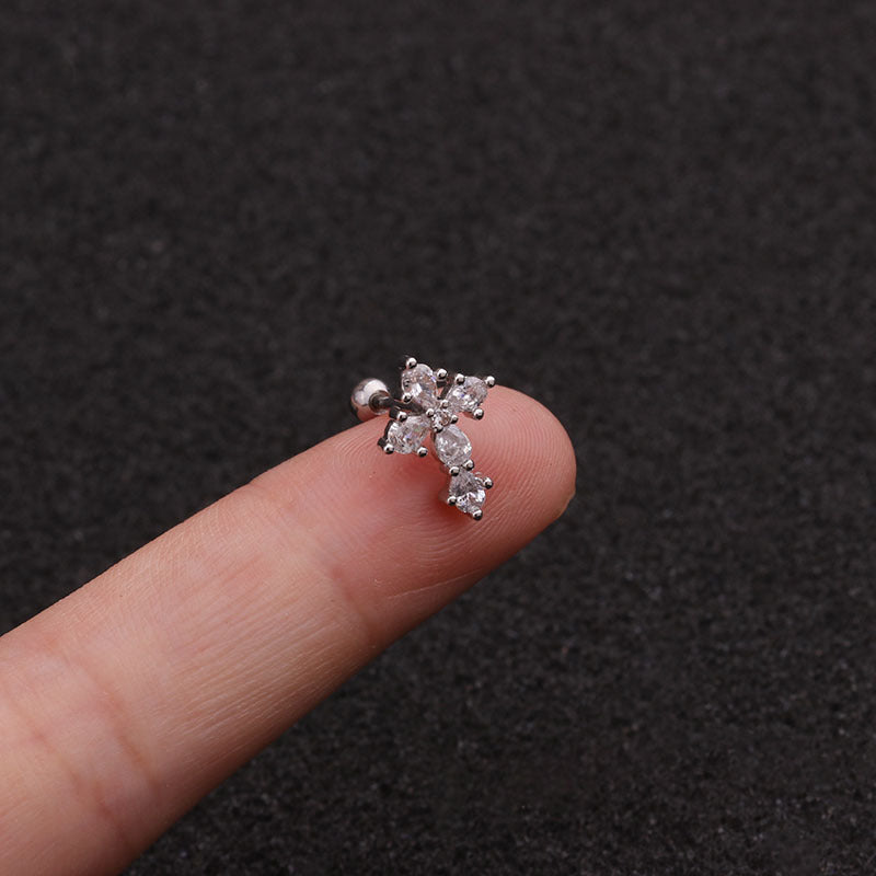 20G Surgical Steel Cross Cartilage Upper Helix Piercing Stud - Hypoallergenic Body Jewelry for Men & Women | Perfect for Helix, Tragus, Conch, and Cartilage Piercings | HSPJ1955