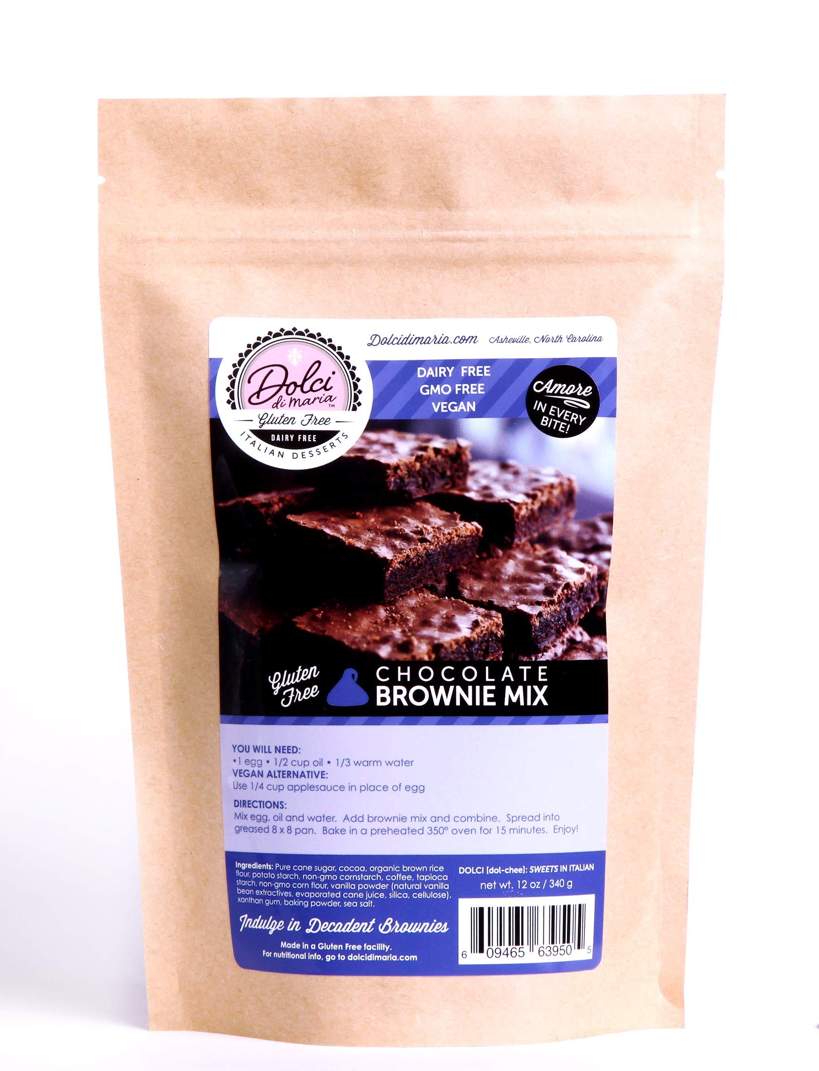 Dolci di Maria Gluten Free Chocolate Brownie Mix - Rich & Fudgy, Easy to Bake, Perfect for Parties, Gifts & Dessert Lovers