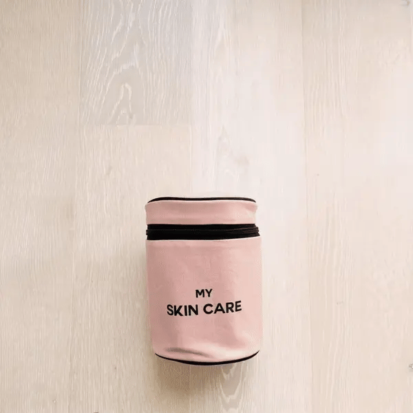 Round Makeup Organizer Travel Case - Pink & Blush Cosmetic Bag for Women | Perfect for Travel, Gym & Everyday Use