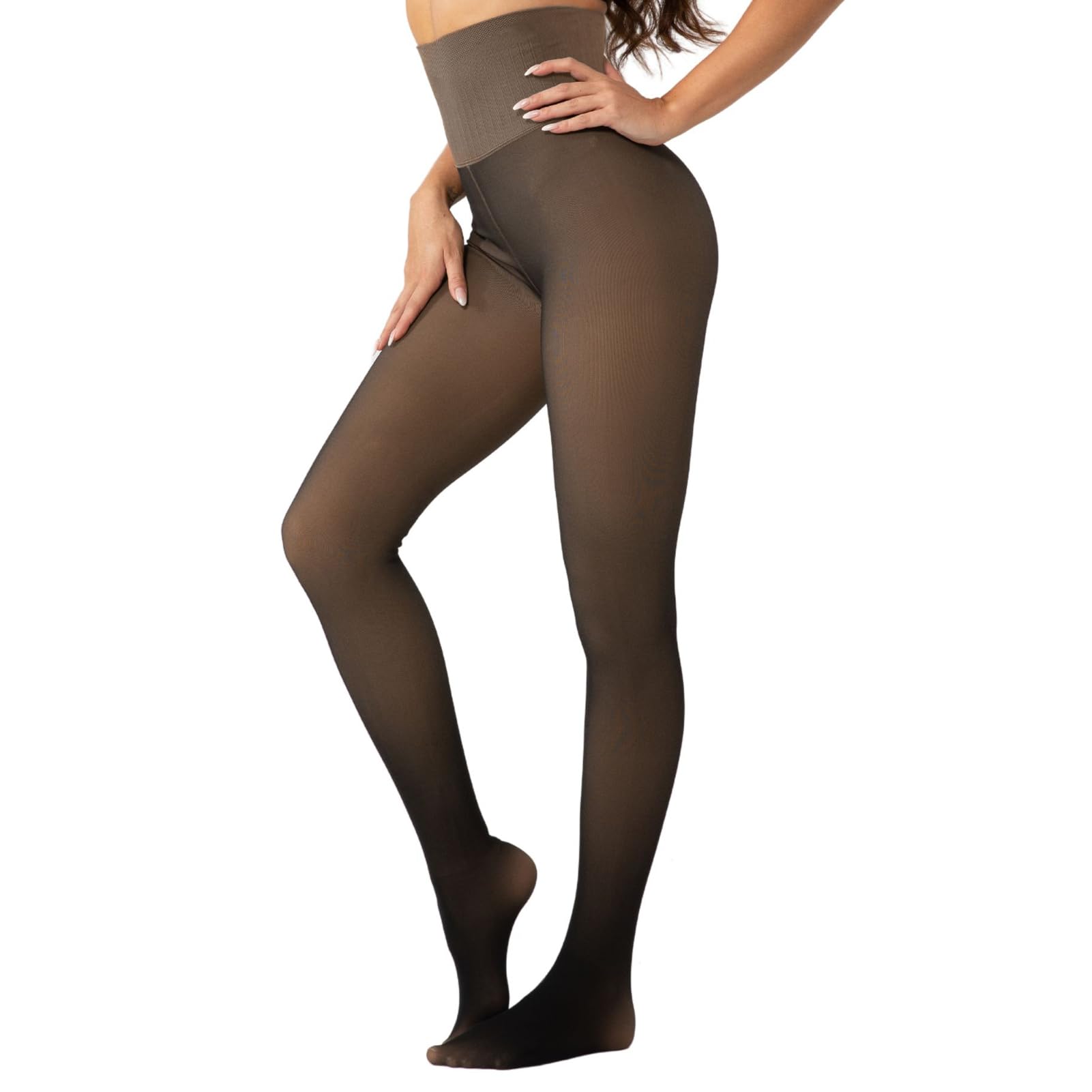 **Soxbang Women's Fleece Lined Thermal Tights - High Waist Opaque Leggings, Fake Translucent Warm Pantyhose for Winter, Yoga & Everyday Wear**