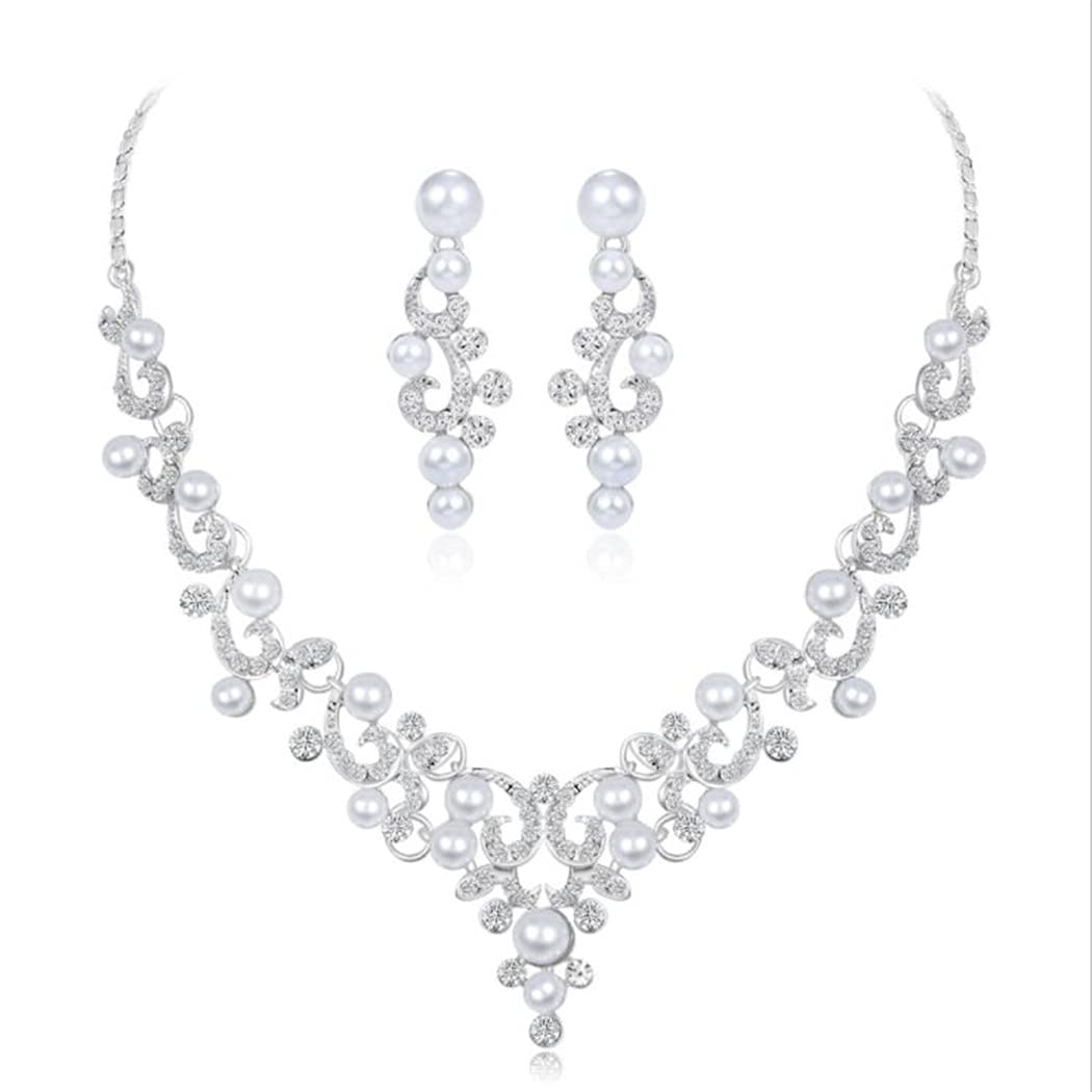 Elegant Silver Crystal Bridal Jewelry Set - Necklace & Earrings for Women | Rhinestone Wedding Accessories | Perfect for Brides, Bridesmaids, and Special Occasions