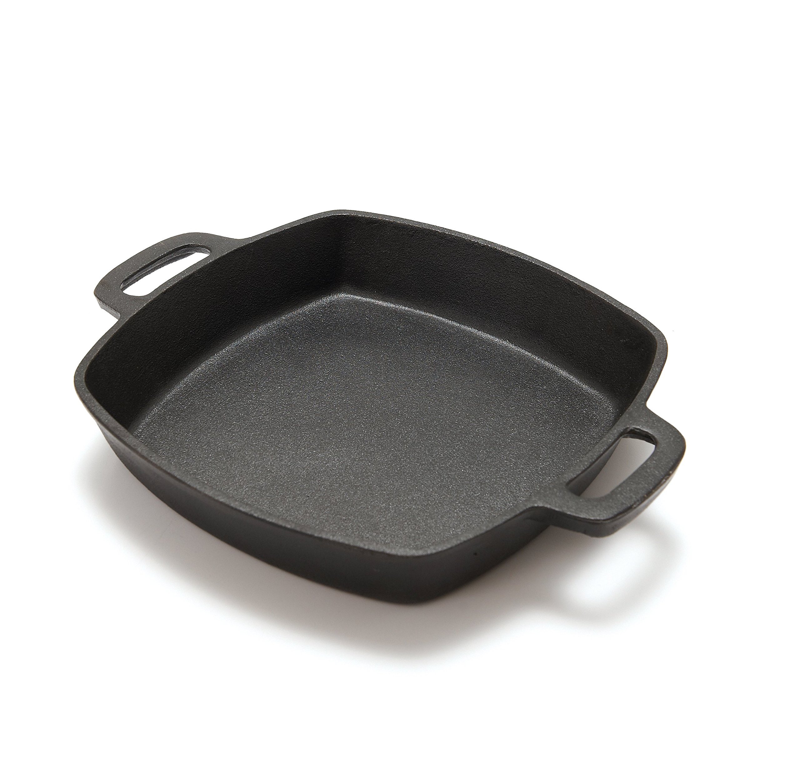 GrillPro 91658 Cast Iron Square Grill Pan - Heavy Duty Pre-Seasoned Skillet for Searing, Baking & Frying - Perfect for Outdoor BBQ, Camping & Stovetop Cooking
