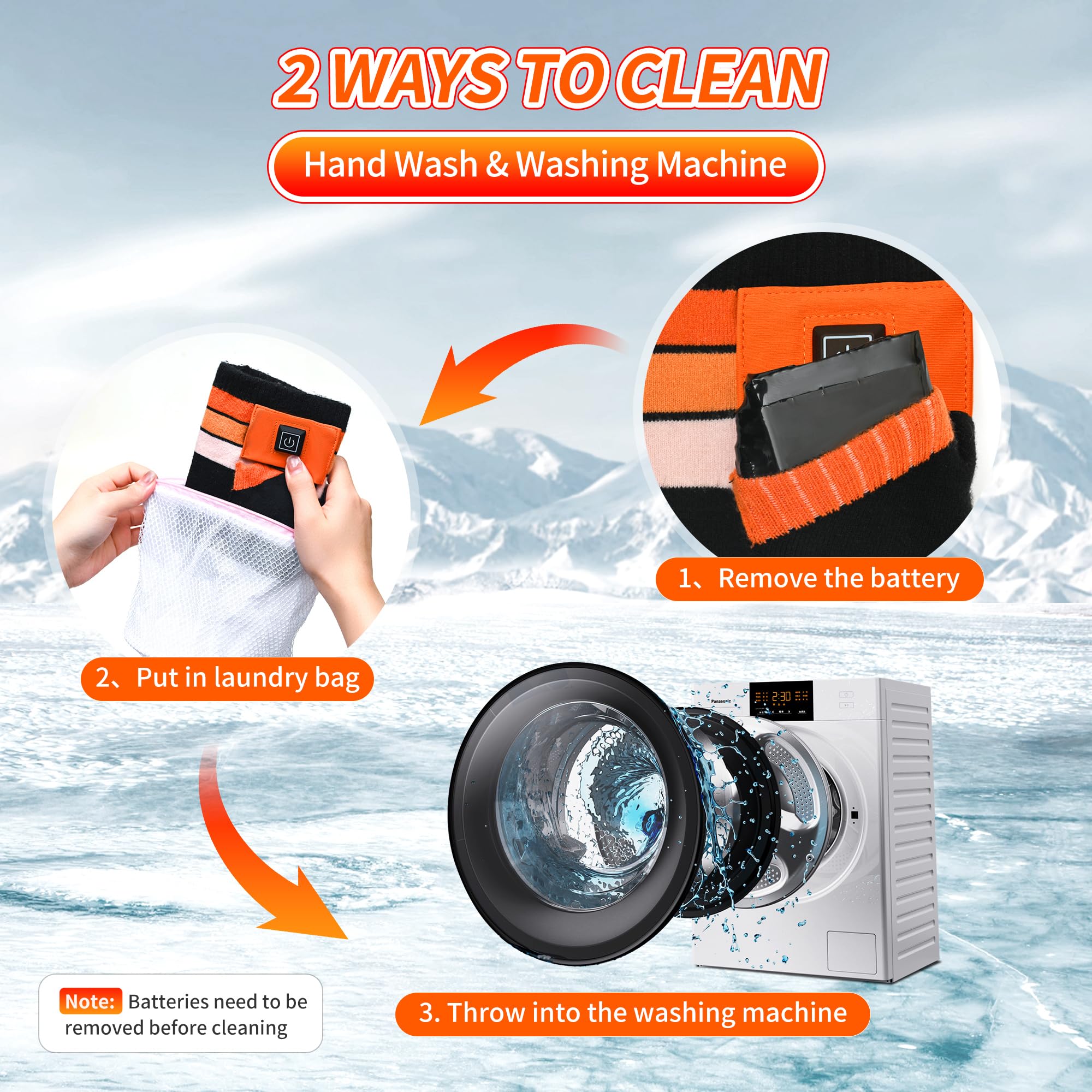 Rechargeable Heated Socks for Men & Women - 7.4V 6000mAh Battery, 17H Heat, 10s Fast Warm-Up, 5-Level Temperature Control, APP Remote - Washable Electric Foot Warmers for Skiing, Hiking, Camping & Winter Outdoor Activities
