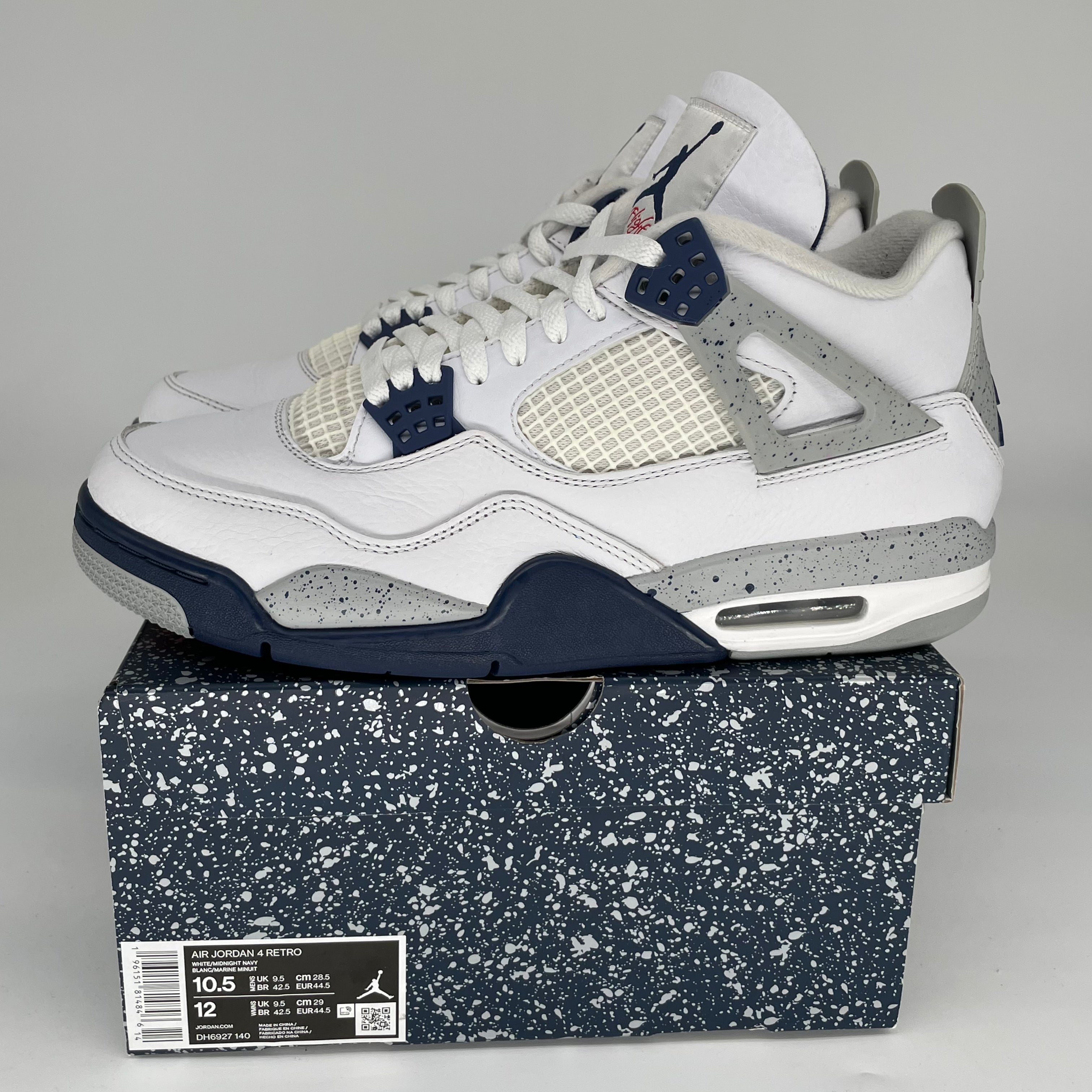 Air Jordan 4 Retro Midnight Navy Men's Basketball Shoes Size 10.5 - DH6927-140 | Official Nike Sneakers for Streetwear & Basketball Games