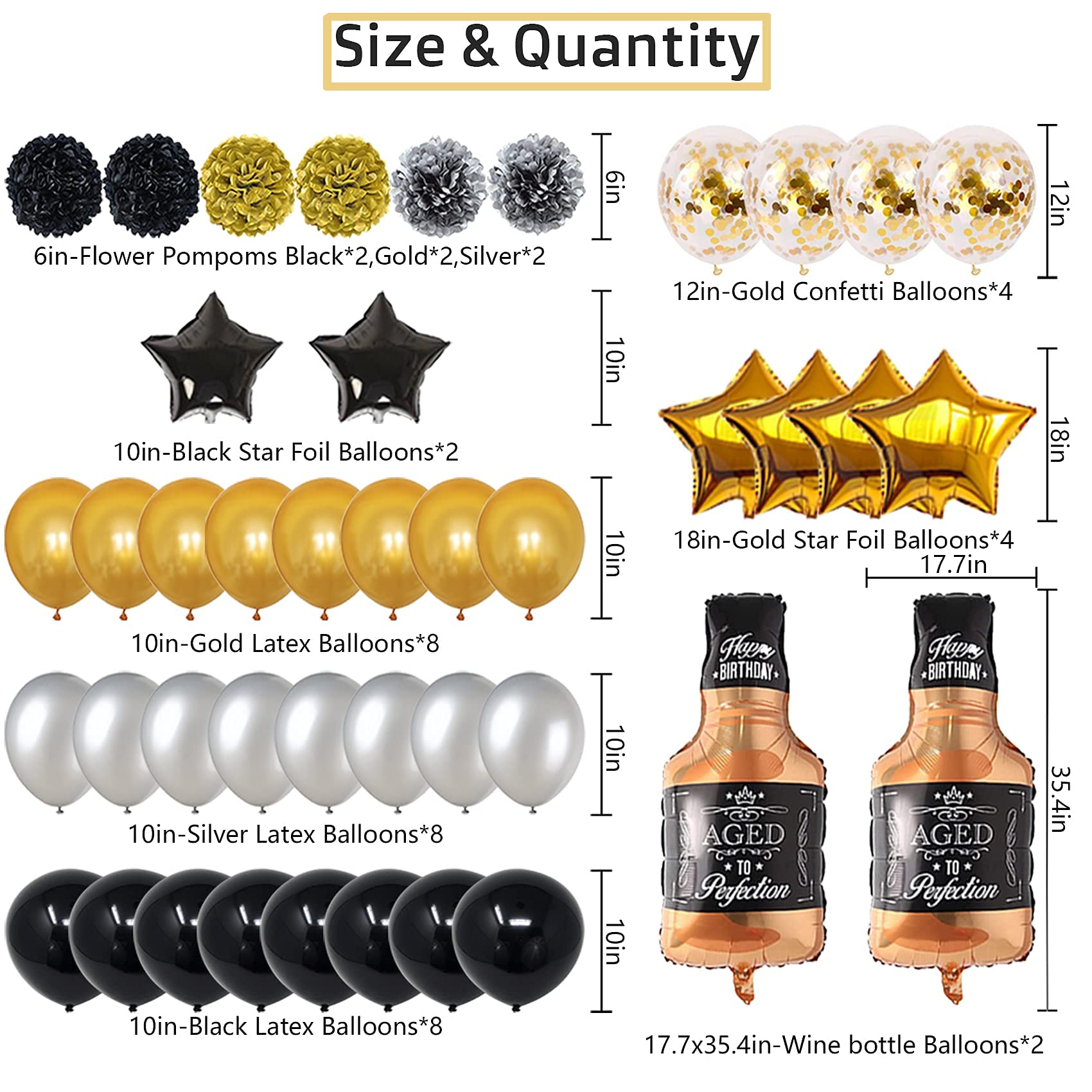 33rd Birthday Party Decorations Set - Gold & Black Theme for Men & Women - Includes 33 Gold Number Balloons & Happy Birthday Banner | Perfect for Milestone Birthday Celebrations, Adult Parties & Anniversary Decor