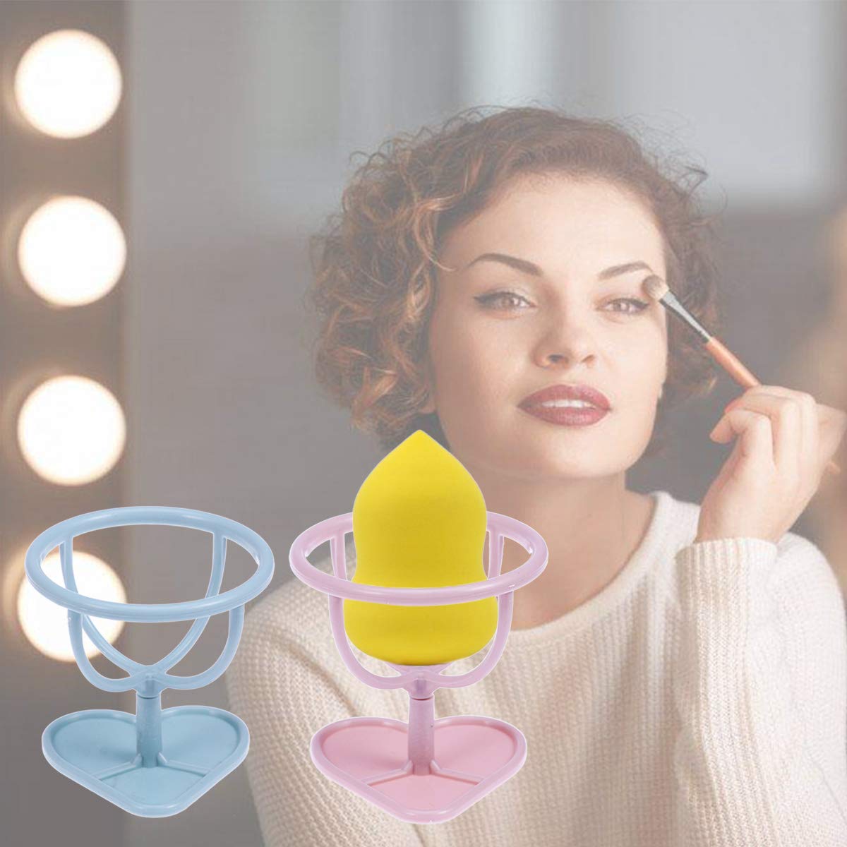 2 Pack Powder Puff Stand - Makeup Sponge Storage Holder & Display Rack for Beauty Blenders, Cosmetic Sponges, and Makeup Puff Support | Perfect for Vanity Organizers, Makeup Artists, and Home Beauty Stations