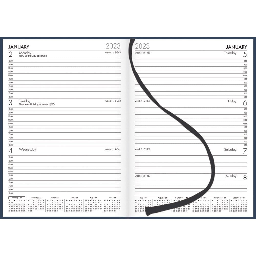 2025 Collins Diary A53 - Week to View Planner with Appointment Times, PVC Coated Paper Cover in Navy Blue (5.8