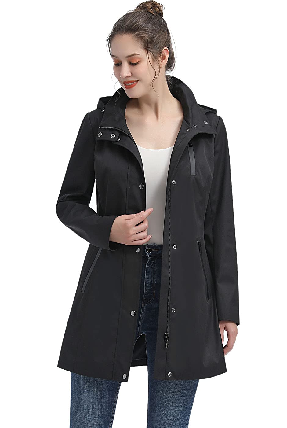 BGSD Women's Easton Waterproof Hooded Anorak Rain Jacket - Lightweight Windproof Outdoor Coat for Hiking, Camping & Travel (Regular & Plus Size)