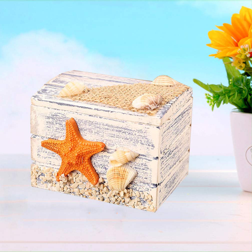 LIOOBO Wooden Jewelry Box Organizer - Mediterranean Nautical Style Storage Case for Rings, Necklaces & Earrings | Perfect for Home, Office & Travel Accessories Organization