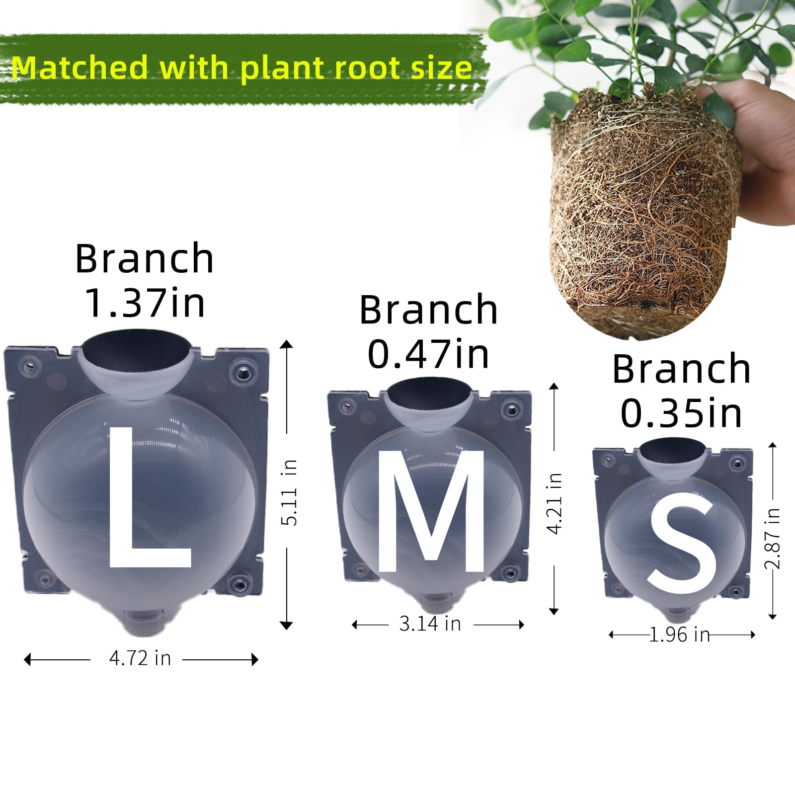 10 PCS Air Layering Propagation Kit - Thicker Reusable Rooting Balls for Plant Grafting, Half Transparent Rooting Balls with Plastic Twist Ties (Medium Size) - Perfect for Indoor Gardening, Orchid Propagation & Bonsai Rooting