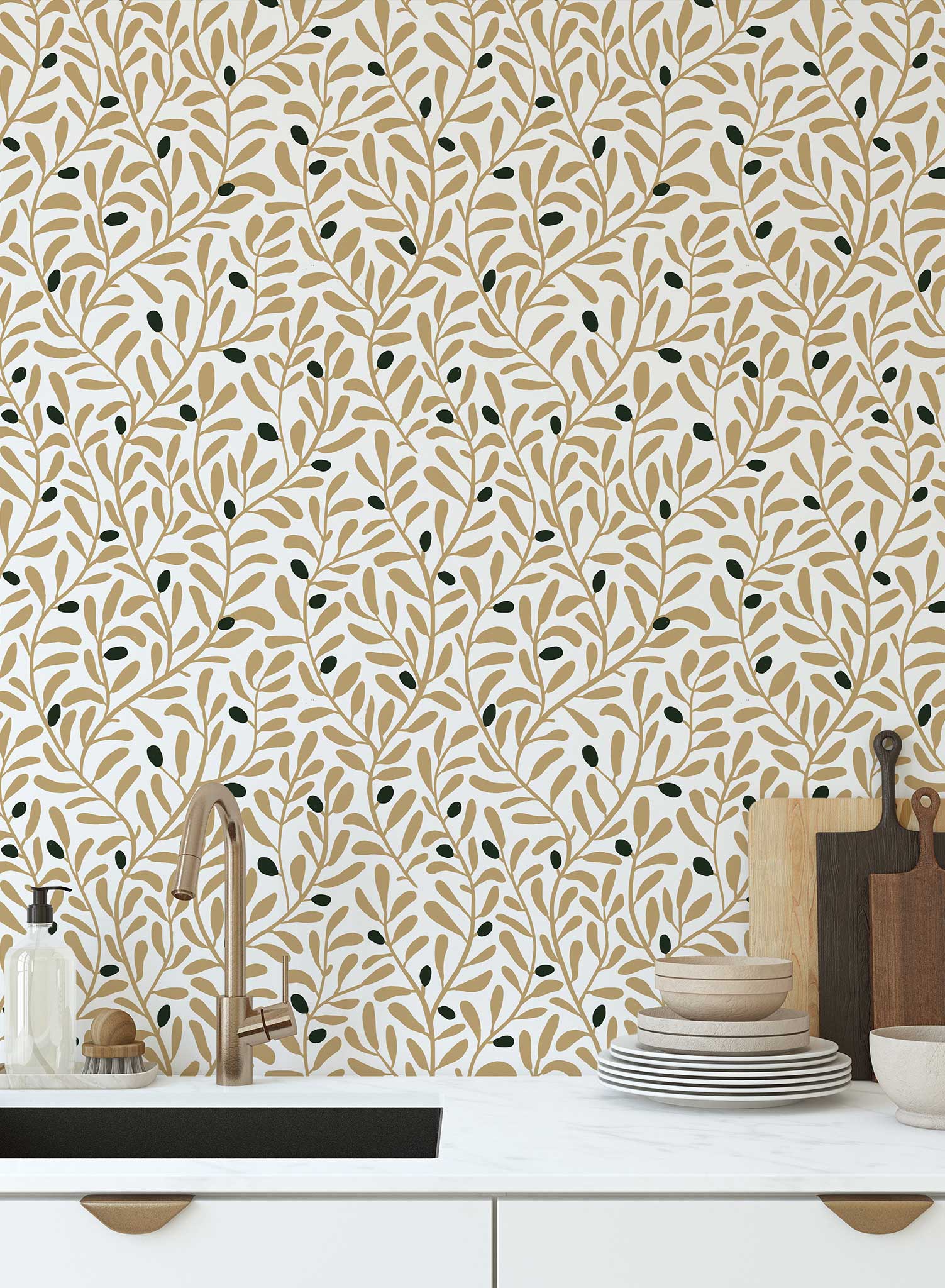 Olive Tree Wallpaper - High-Quality Peel and Stick Wallpaper for Home Decor, Living Room, Bedroom, or Office - Easy to Install & Removable