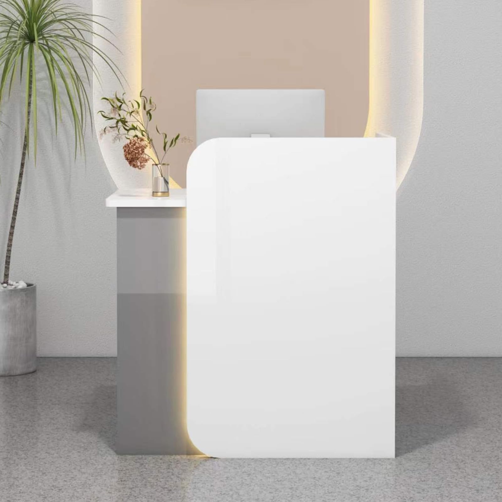 Modern Reception Desk with Lockable Drawer - Office Lobby Counter Table for Salon, Retail & Home Use - Elegant Front Desk Solution for Professional Spaces