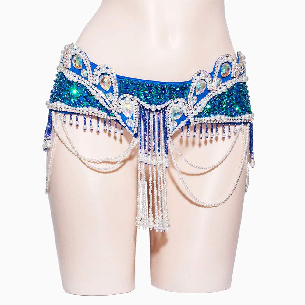 ROYAL SMEELA Women's Belly Dance Costume Set - Sequin Bra, Belt & Skirt for Bellydancing, Carnival & Performance | Professional Dancewear for Adults
