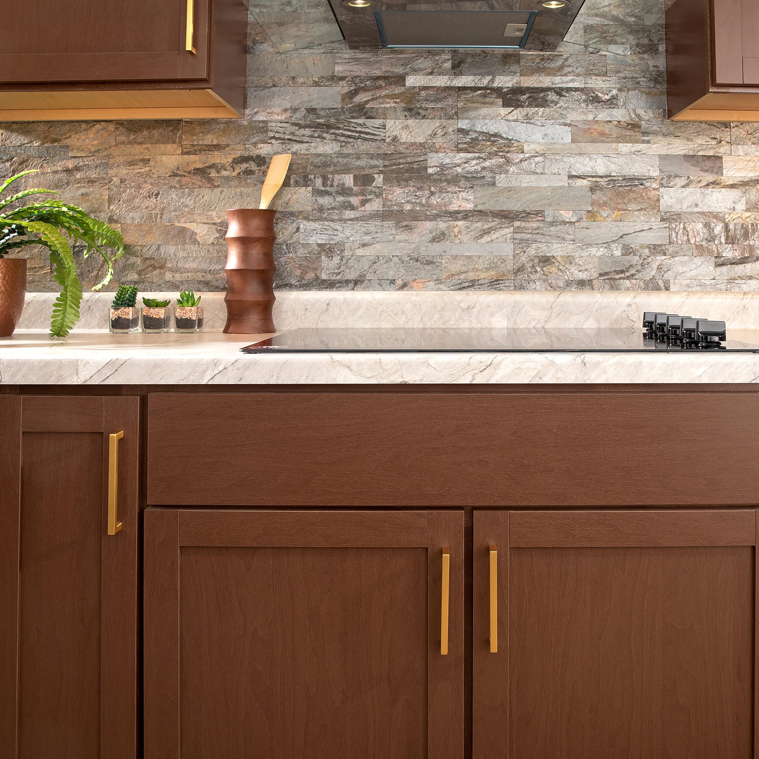 Hickory Hardware 1 Pack Solid Core Kitchen Cabinet Pulls - Luxury Brushed Golden Brass Cabinet Handles for Doors & Dresser Drawers (12 Inch Hole Center, Skylight Collection) - Perfect for Modern Kitchens, Bathrooms & Furniture Upgrades