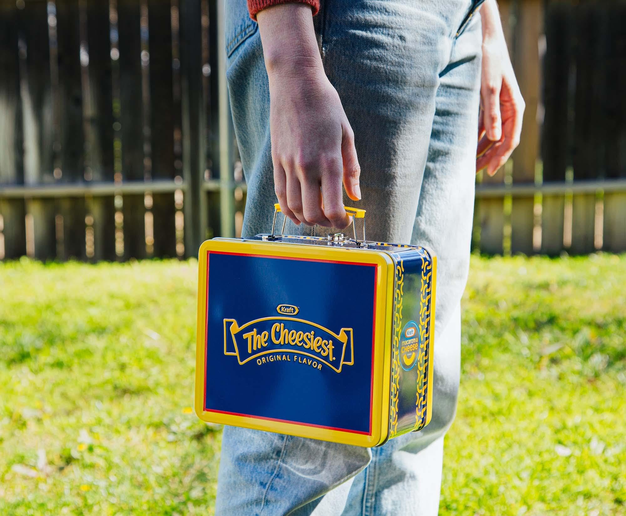 Kraft Macaroni & Cheese Retro Metal Lunch Box with Handle - Vintage Style Reusable Storage Container for School, Office & Picnics | Food Organizer & Collectible Tin Box