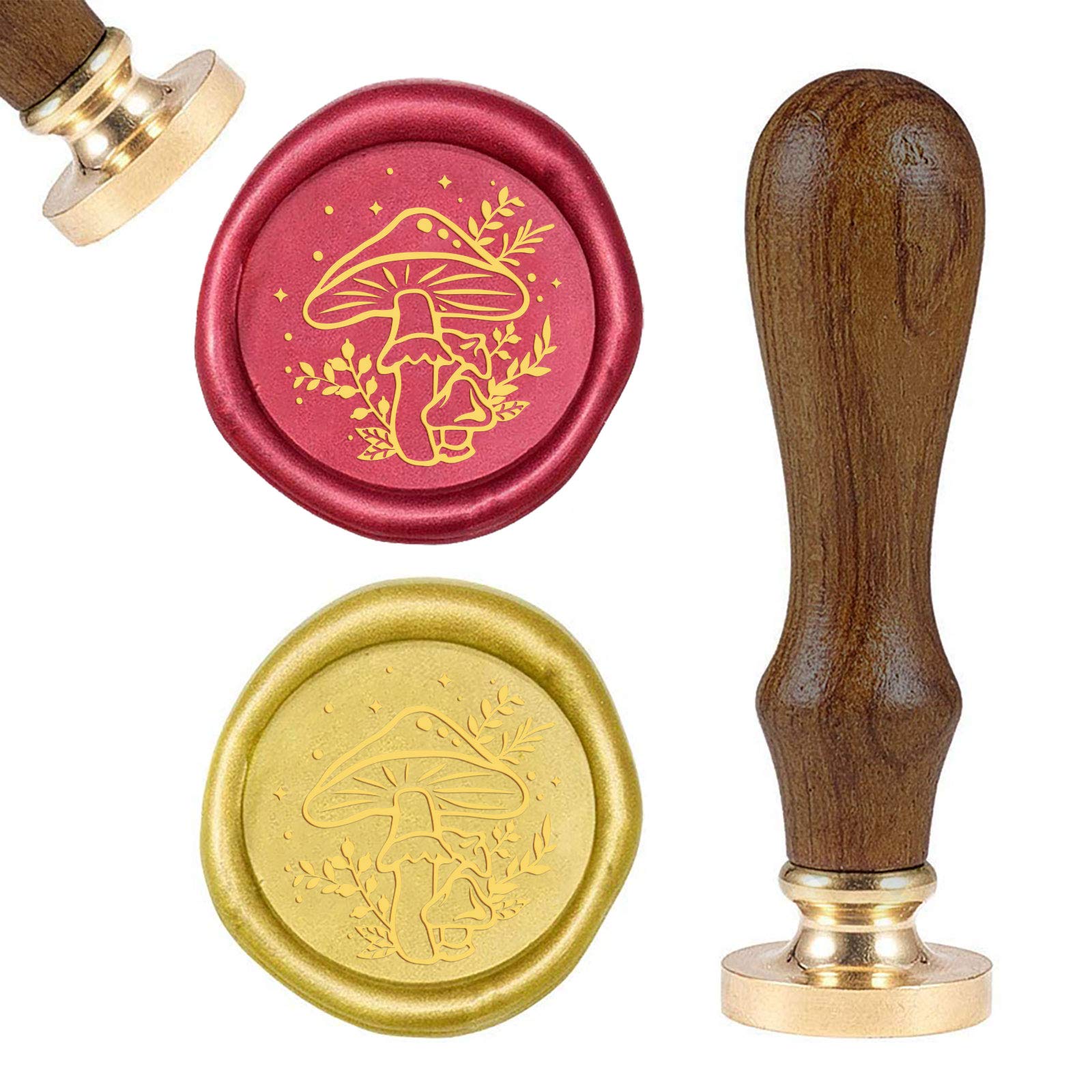 Vintage Mushroom Wax Seal Stamp Set - Brass Wax Seal & Wood Handle for Cards, Envelopes, Invitations, Wine Bottles - Perfect for Wedding Invitations, DIY Crafts, and Gift Packaging