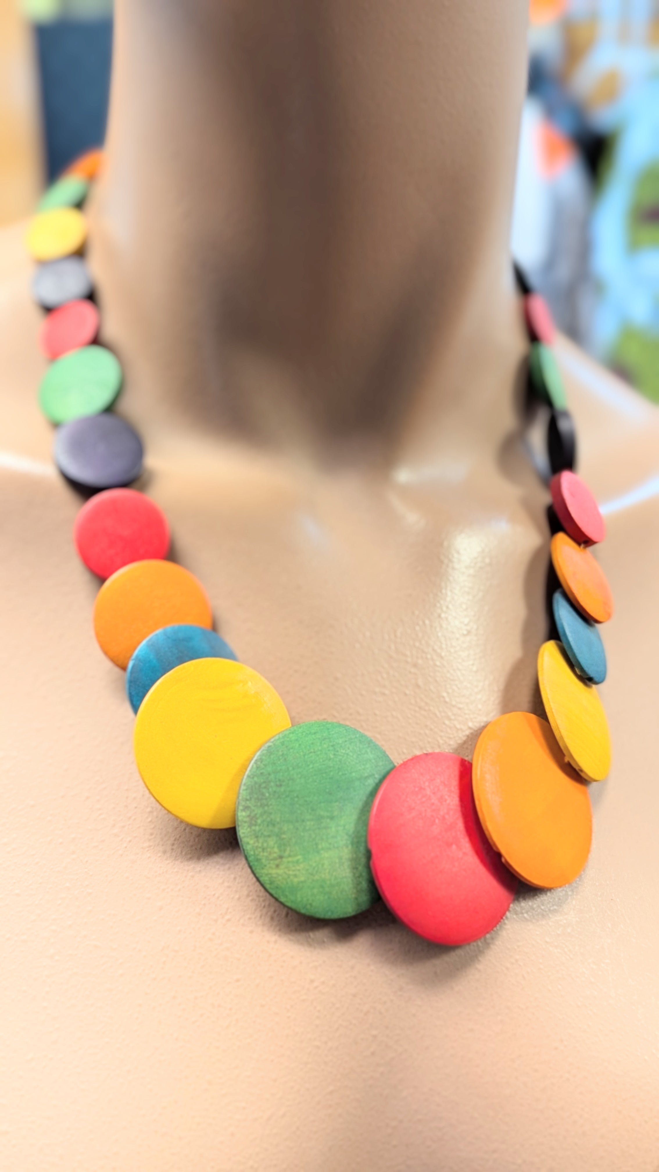 Dupsie's Handmade Multicolor Wooden African Beaded Necklace - Traditional Tribal Jewelry for Women, DPJANM5 | Perfect for Festivals, Weddings, and Cultural Events