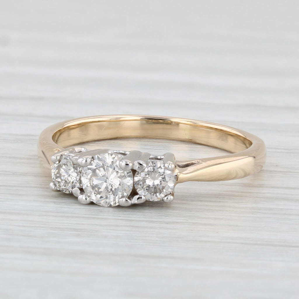 0.47ctw 3 Stone Diamond Engagement Ring 14k White Gold Size 5 Round Brilliant Cut - Perfect for Proposals, Anniversaries & Wedding Bands
