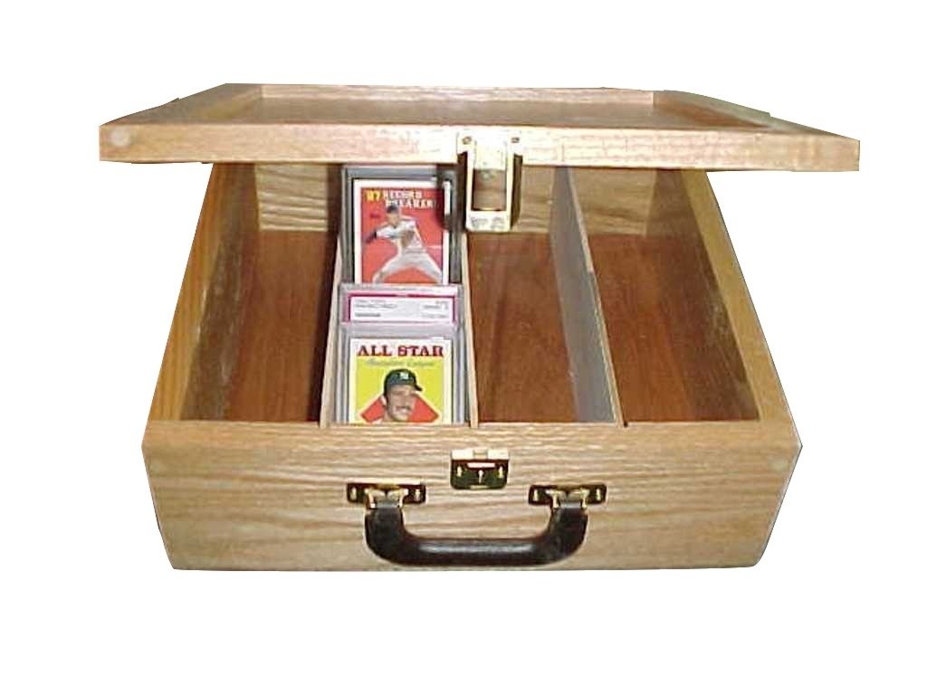 Premium Wooden Baseball Card Storage Box - Holds Graded & Ungraded Trading Cards - Secure Collectible Card Organizer for Display & Protection - Perfect for Home, Office, or Sports Memorabilia Collections
