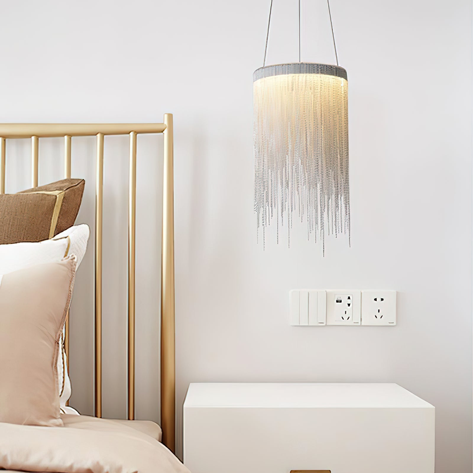 Modern Aluminum Chain Tassel Pendant Light - Vintage Industrial Ceiling Fixture for Dining Room, Kitchen Island & Bedroom Lighting