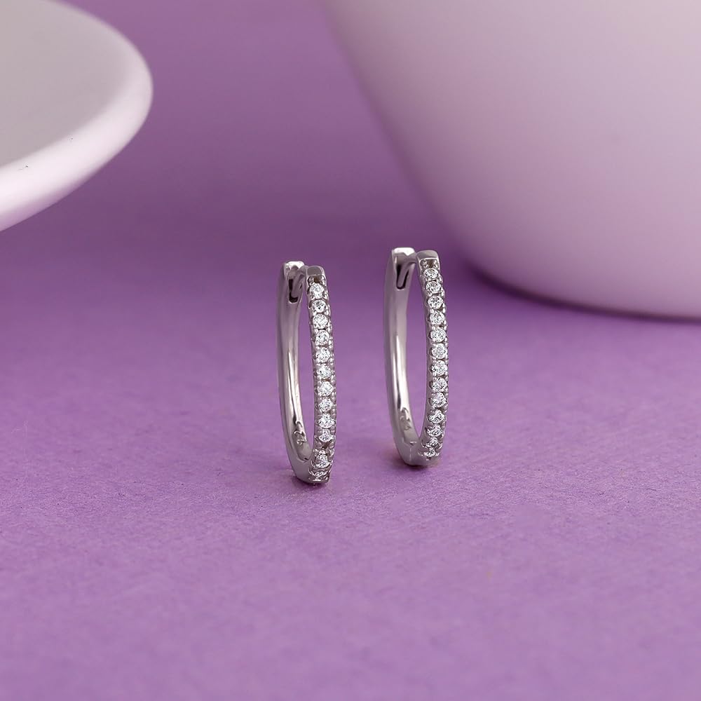 GIVA 925 Sterling Silver Rose Gold Plated 18k Gold Hoop Earrings with Zircon Stones | Elegant Semi Hoop Earrings for Women & Girls | Perfect for Parties, Weddings & Everyday Wear