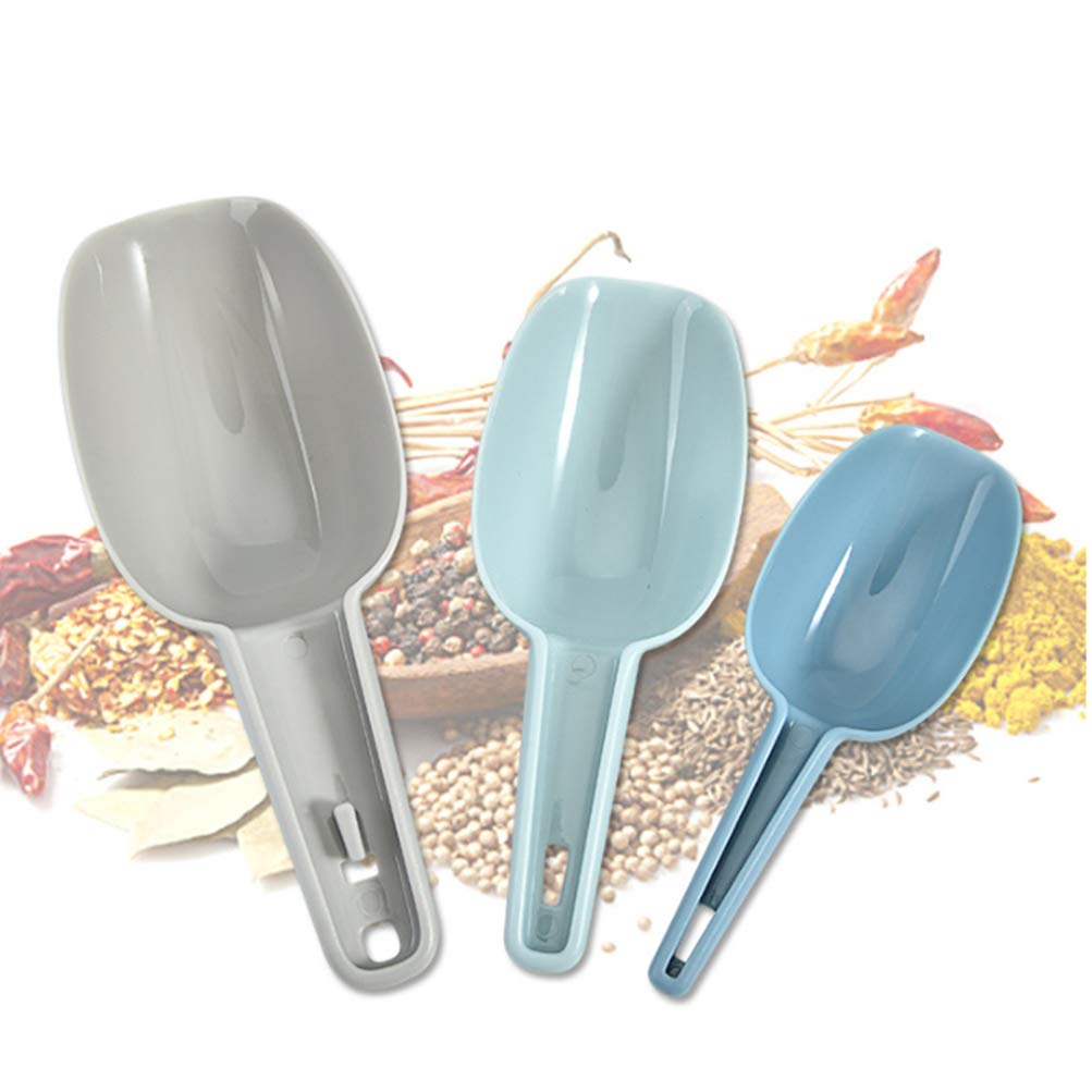 Hemoton 3-Piece Plastic Scoop Set - Food Shovel, Ice Scoop, Kitchen Utensil for Pet Food, Grains, Rice & Ice Cream - Durable Multi-Purpose Scoops for Cooking, Baking & Serving