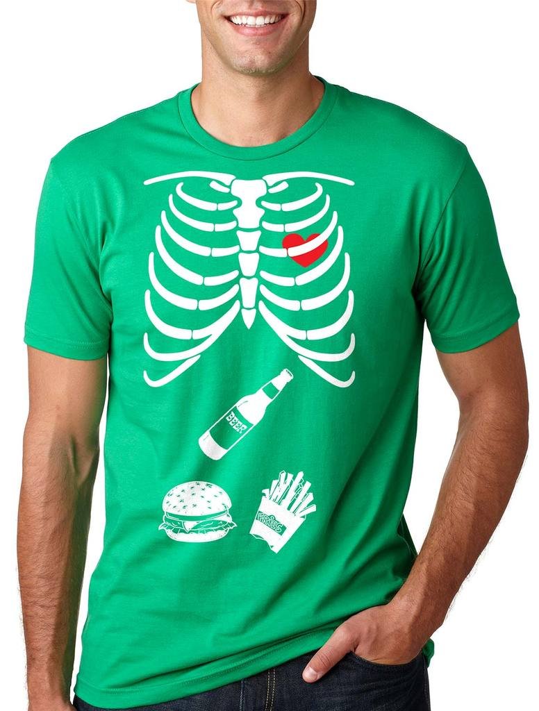 Halloween Skeleton X-ray Burger T-Shirt for Men - Funny Halloween Costume & Party Outfit - Perfect for Halloween Parties, Cosplay Events and Spooky Gatherings