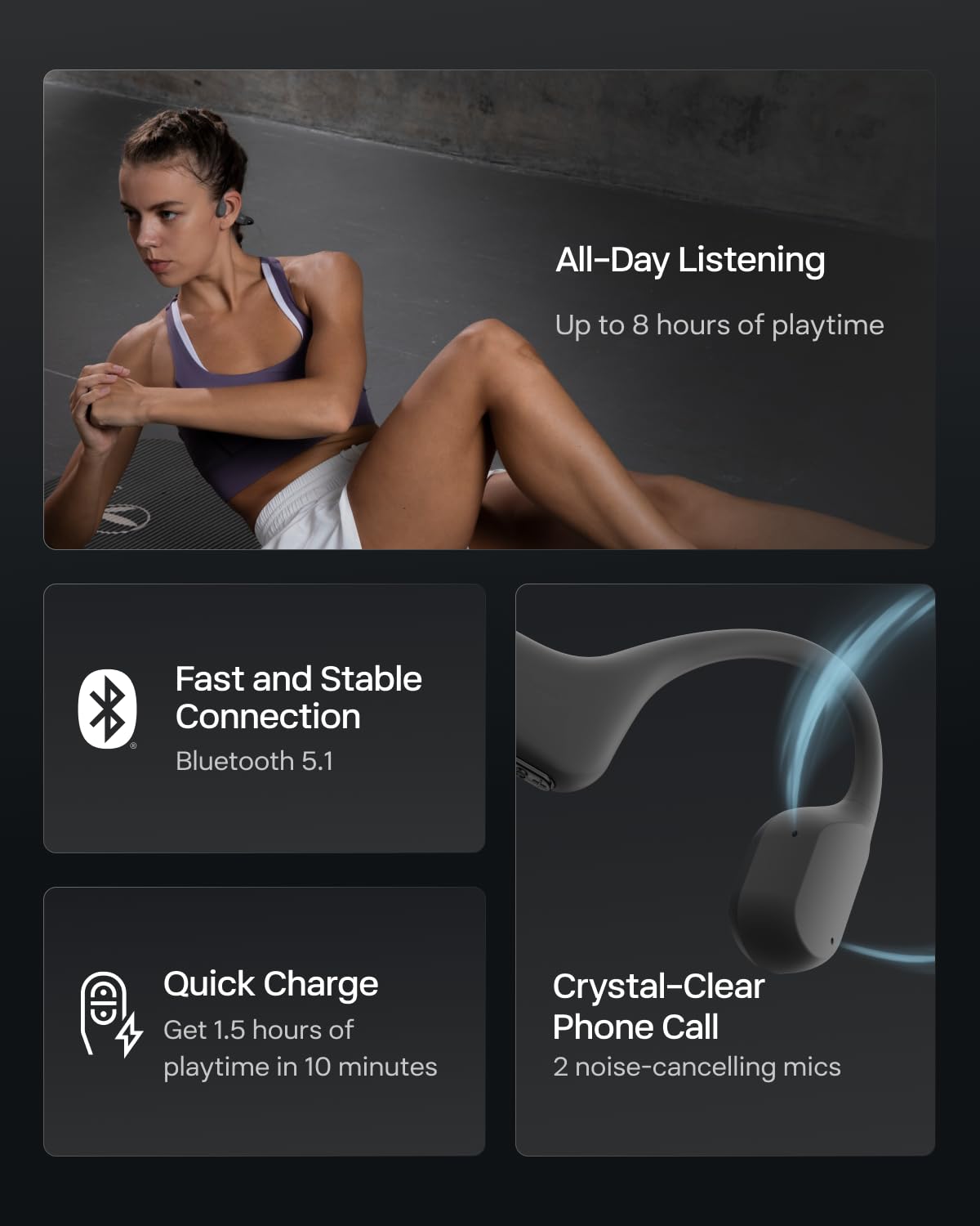 SHOKZ OpenRun Mini (AfterShokz Aeropex Mini) - Lightweight Bone Conduction Open-Ear Bluetooth Headphones for Running, Cycling & Workouts - IP67 Waterproof Wireless Sport Earbuds with Built-in Mic & Headband - Perfect for Gym, Jogging & Outdoor Activities