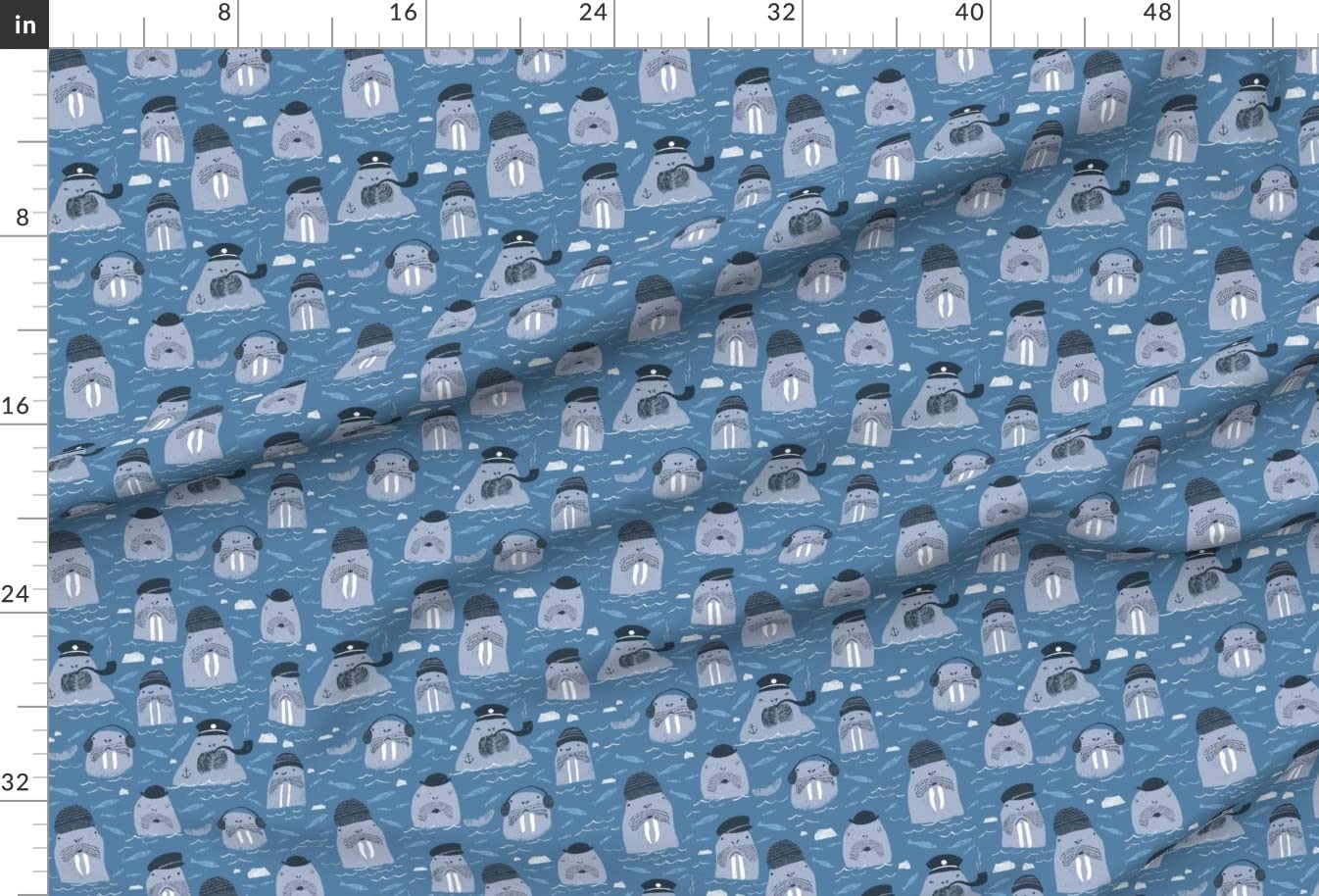 Arctic Animal Nautical Printed Minky Fabric by The Yard - Soft Plush for Sewing Baby Blankets & Quilt Backing - Perfect for Nursery Decor & DIY Crafts