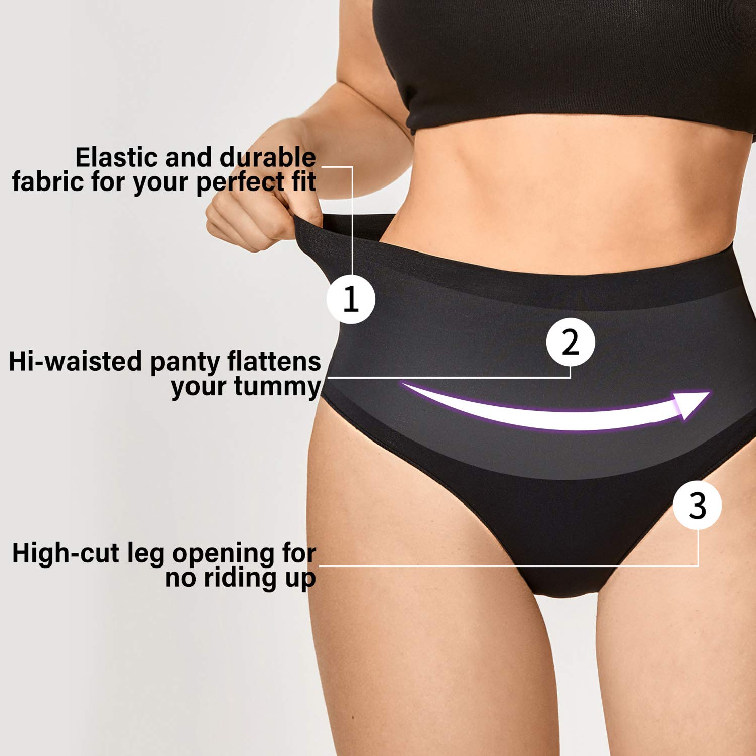 Best Women's High-Waist Tummy Control Shaping Panties - Seamless Plus Size Shapewear for Everyday Comfort & Confidence - Perfect for Work, Yoga & Special Occasions