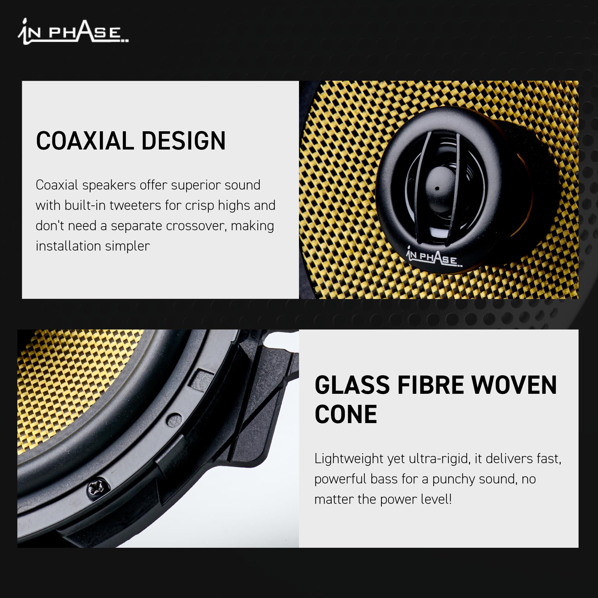 In Phase Car Audio XTC17.2 250W 2 x 6.5 Inch 17cm Car Speakers - High-Performance Car Audio Speakers & Subwoofers for Door or Parcel Shelf - Perfect for Car Audio Upgrades and Enhanced Sound Quality