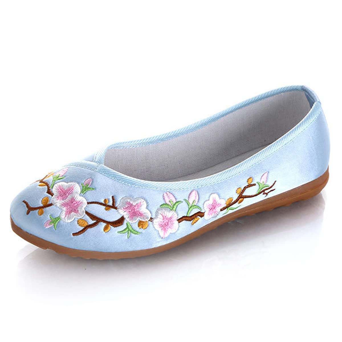 HuangTaiJi Qing Women's Floral Embroidered Ballet Flats - Ethnic Chinese Style Round Toe Shoes for Cheongsam, Traditional Outfits & Special Occasions