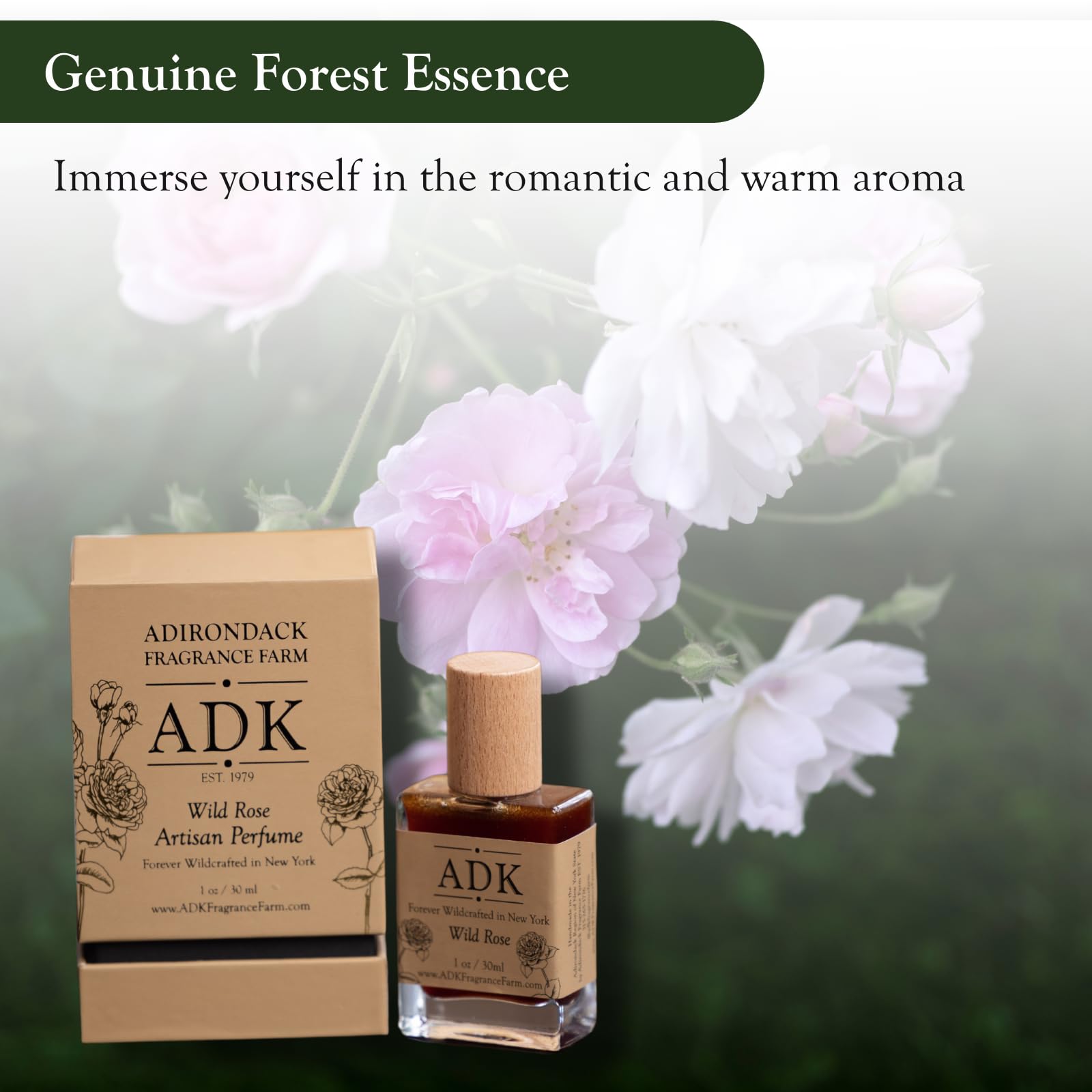 ADK Wild Rose Artisan Perfume Roller .33 oz (10 mL) - Natural Hypoallergenic Fragrance for Women & Men | Floral Scent with Wild Rose, Rose Geranium, Clove, Cinnamon & Sweetgrass | Perfect for Daily Wear, Date Nights & Special Occasions