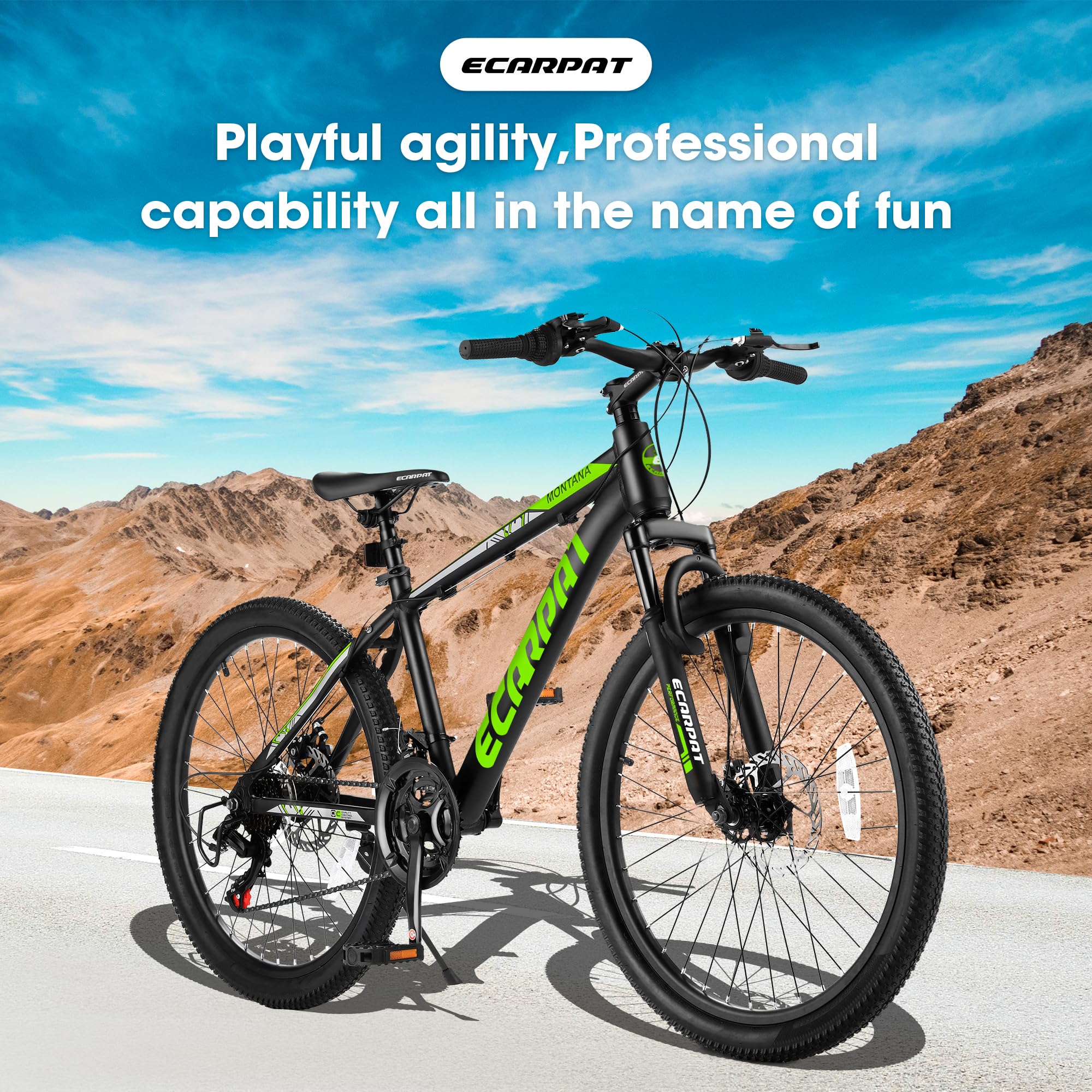 24/26 Inch Mountain Bike for Adults & Teens - Shimano 21-Speed Gears, Aluminum Frame with Suspension & Mechanical Disc Brakes | Perfect for Trail Riding, Commuting & Outdoor Adventures