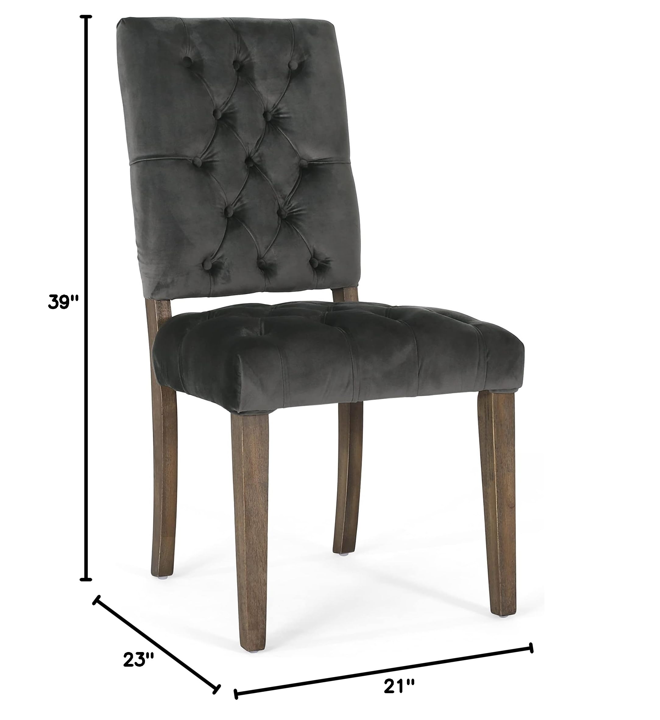 Christopher Knight Home Carolina Velvet Dining Chairs - Set of 2, Charcoal Gray Upholstered Seating for Dining Room, Kitchen, or Breakfast Nook