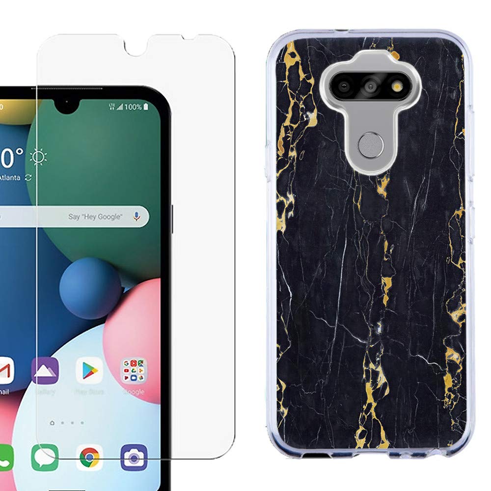 Slim-Fit LG Tribute Monarch Phone Case with Screen Protector - Marble/Gold/Black | Durable Protection for Everyday Use