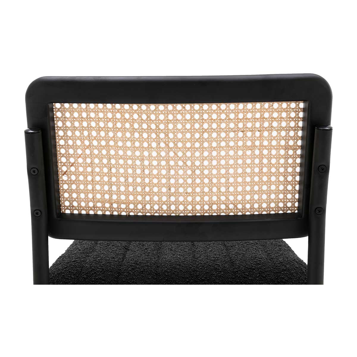 Blake Rattan Boucle Bar Stool - Modern Woven Rattan Counter Height Stool with Boucle Upholstery for Kitchen Island, Breakfast Bar & Home Decor