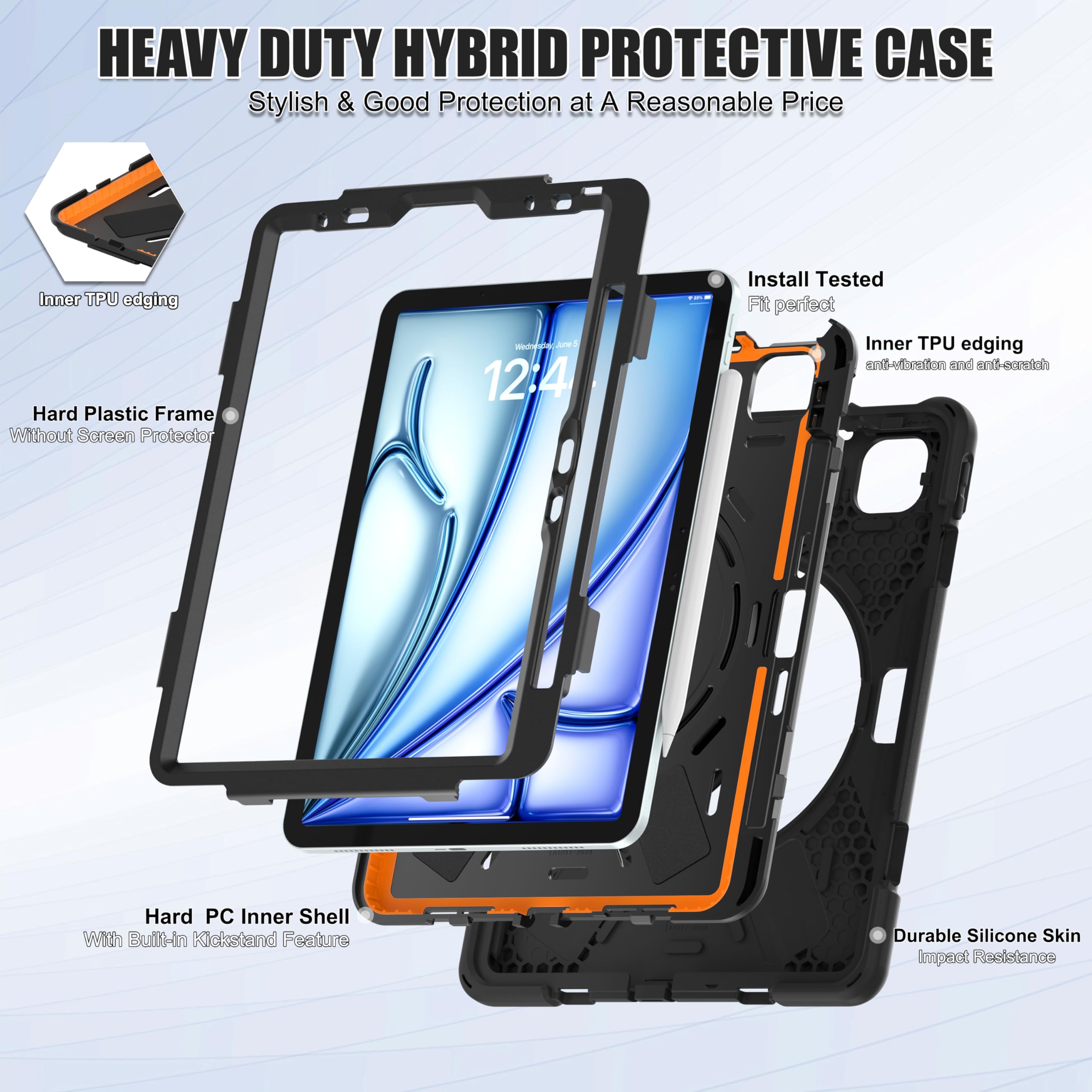 SCSVPN iPad Air 11 Inch Case M3/M2 (7th/6th Gen 2025/2024) & iPad Air 5th/4th Gen 10.9