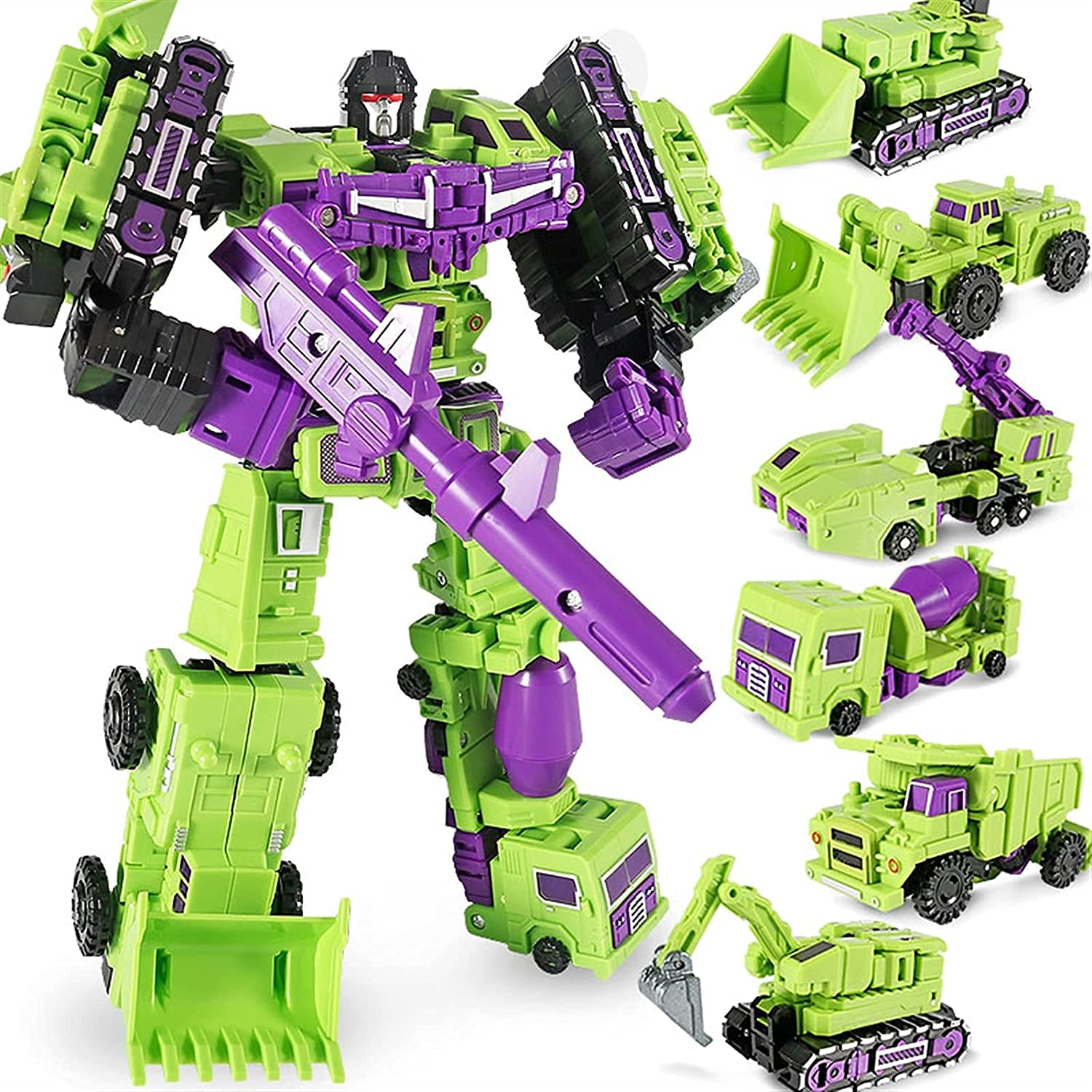 Engineering Devastator Combiner KO 6-in-1 27CM Transformable Action Figure Toy Set - Car, Truck & Bucket Loader Model - Perfect Gift for Kids, Boys & Collectors (Ages 8+) - TKSP | Great for Playtime, Display & STEM Learning