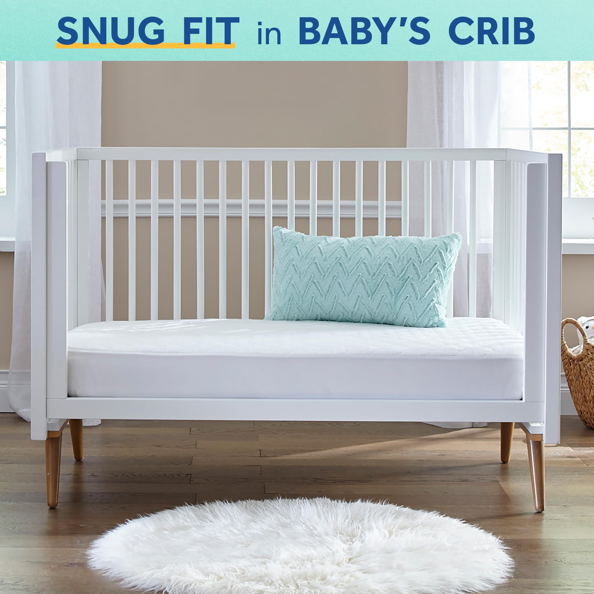 Sealy Baby Cozy Cool Hybrid 2-Stage Waterproof Crib Mattress & Toddler Bed | Cooling Foam, 204 Coils, Cotton Cover | GREENGUARD Gold Certified | Safety & Quality Tested | Made in USA | 52