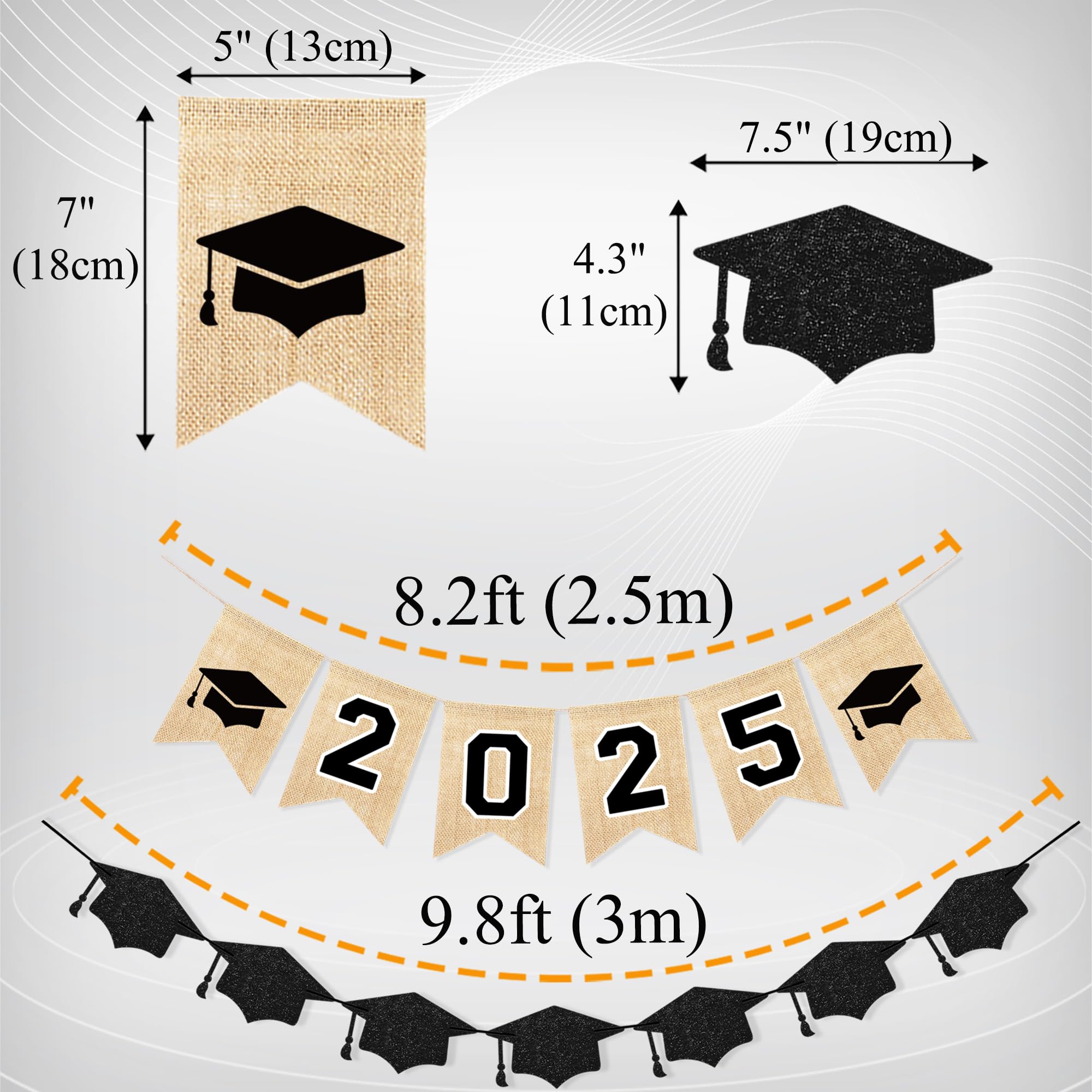 Uniwish 2025 Graduation Burlap Banner - College & High School Graduation Decor, Cap Garland Bunting for Grad Party Supplies - Perfect for Classroom, Home Decor & Congrats Celebrations