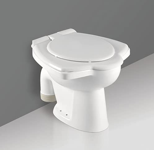Ceramic Floor Mounted Anglo Indian Toilet with Seat Cover - White S-Trap Outlet for Bathrooms | Durable & Stylish Commode for Modern and Traditional Bathroom Designs