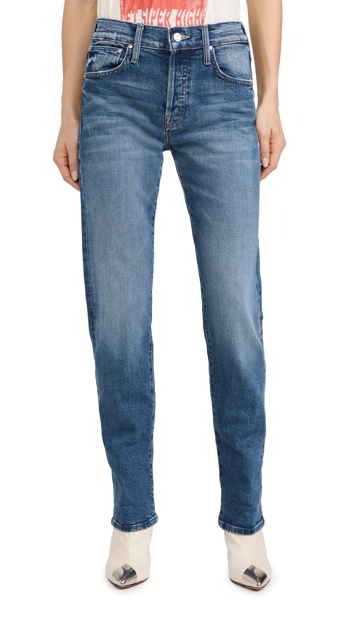 MOTHER Women's The Hiker Skimp Jeans - High Waist Stretch Denim Pants for Hiking & Outdoor Adventures | Comfortable Skinny Fit Jeans for Casual Wear & Travel
