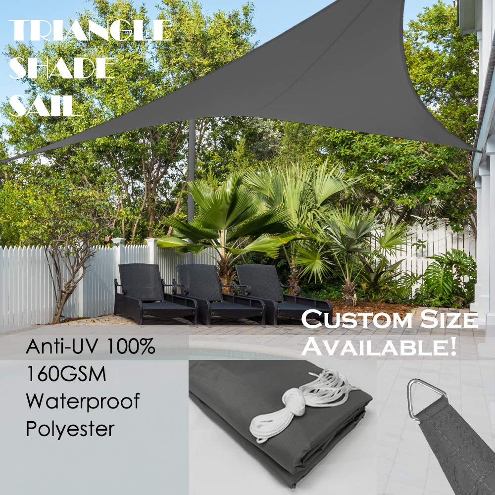 Alion Home 10'x10'x10' Triangle Waterproof Sun Shade Sail - UV Protection Outdoor Canopy in Vibrant Grey | Perfect for Patio, Garden, Poolside & Backyard Shade Solutions