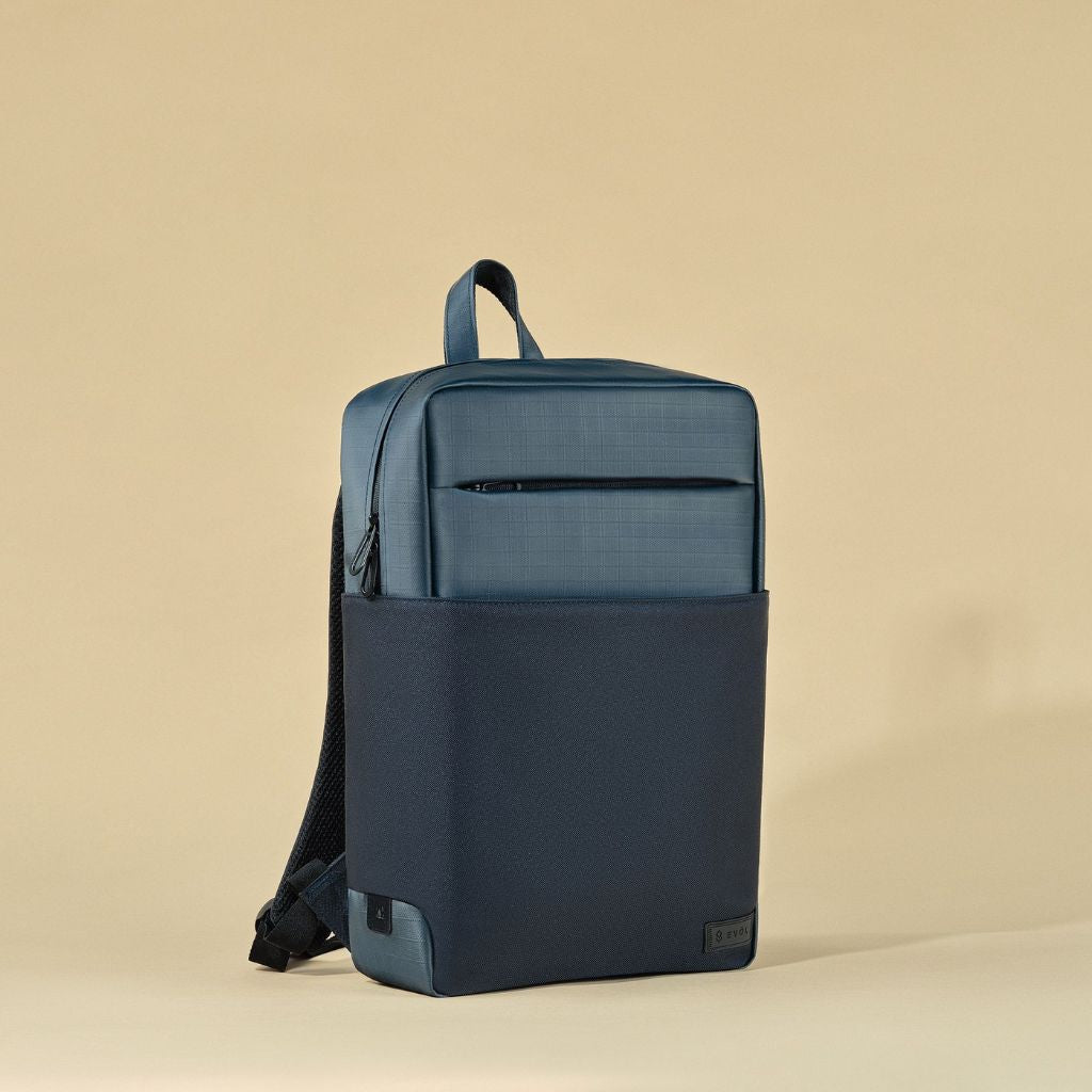Evol Byron 15.6 Inch Laptop Business Backpack for Men & Women - Water-Resistant Navy Blue Computer Bag - Perfect for Office, Travel, and School Commute